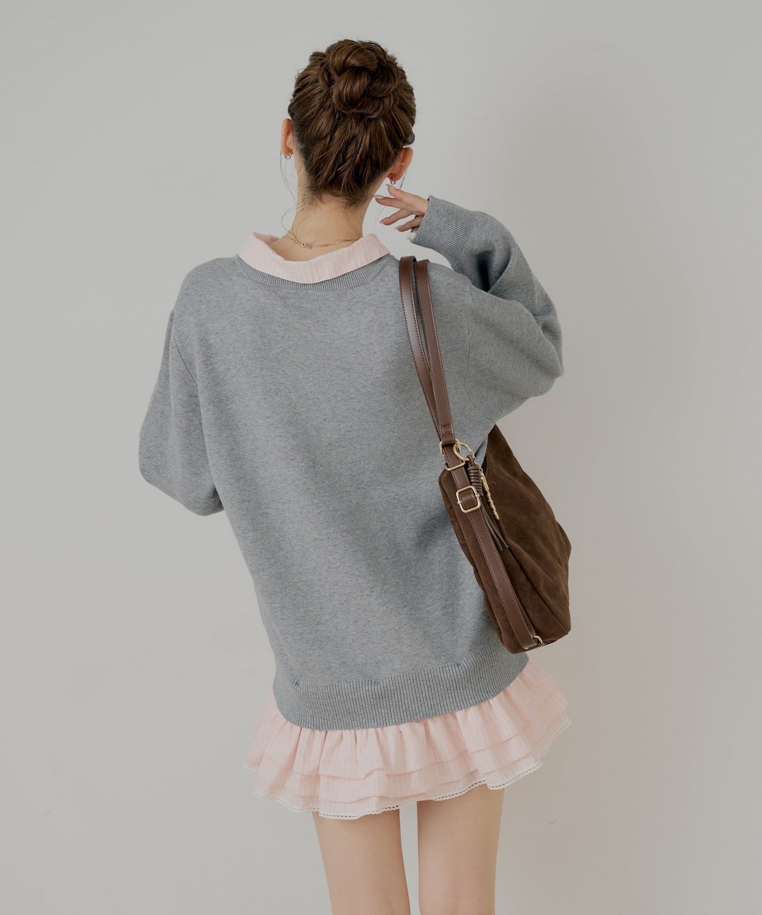 Chico(チコ) 【マルチway】シャツレイヤードニットワンピース