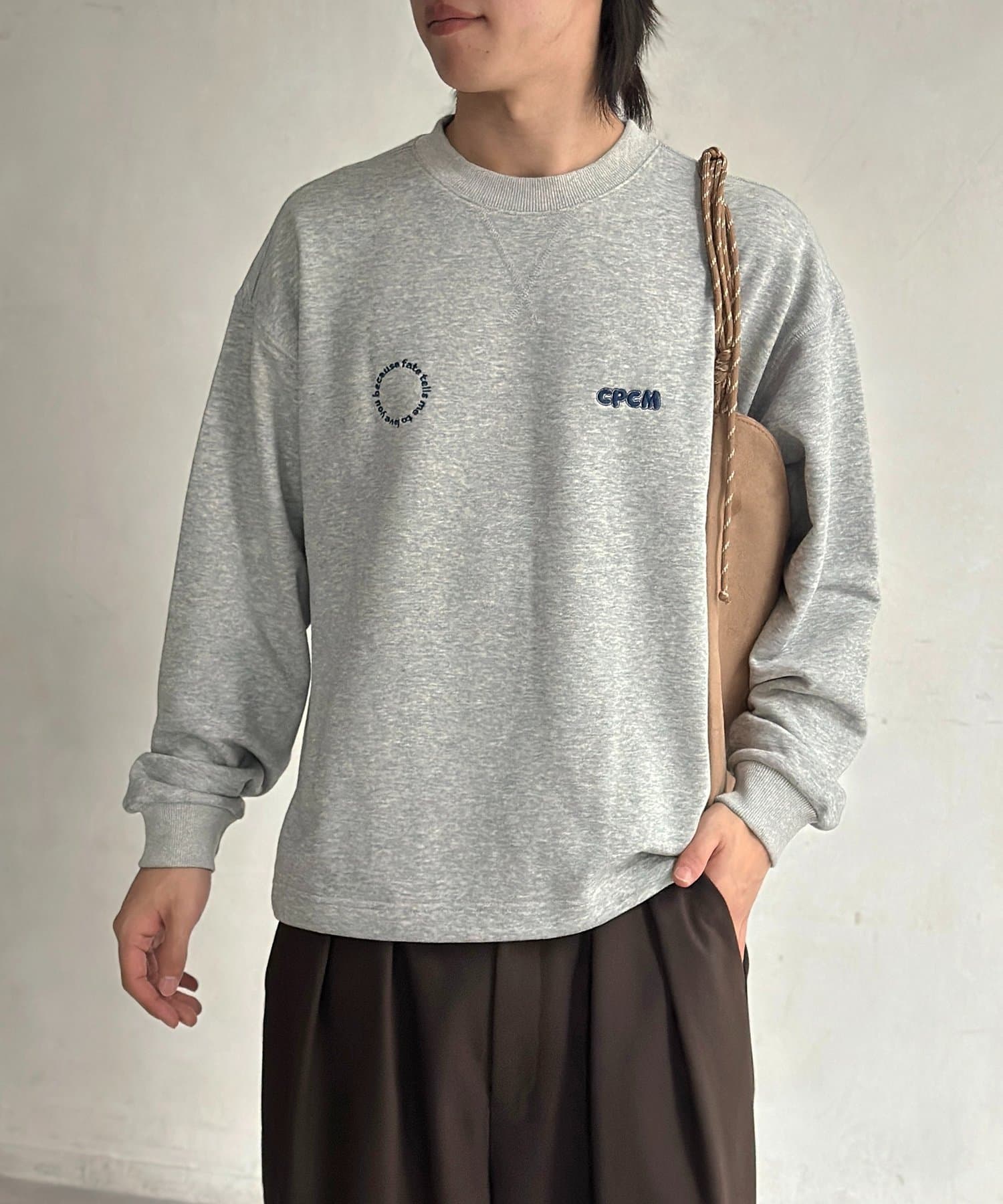 CPCM(シーピーシーエム) 古着ライク胸刺繍バルーンスウェット