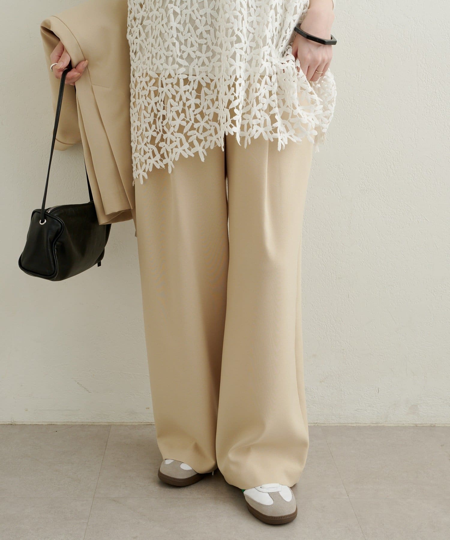 Omekashi(オメカシ) 【セットアップ着用可能◎】タックワイドスラックス