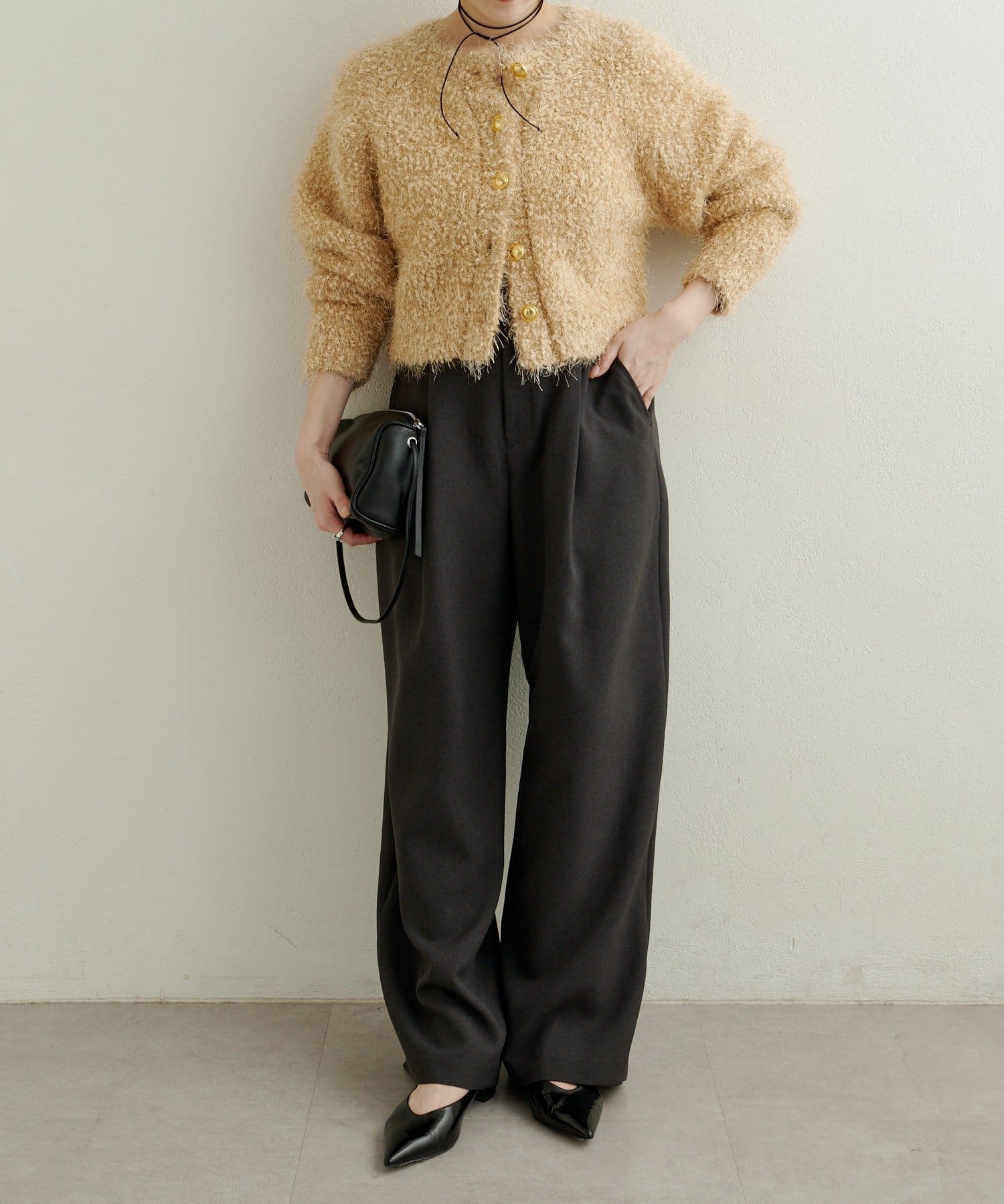 Omekashi(オメカシ) 【セットアップ着用可能◎】タックワイドスラックス