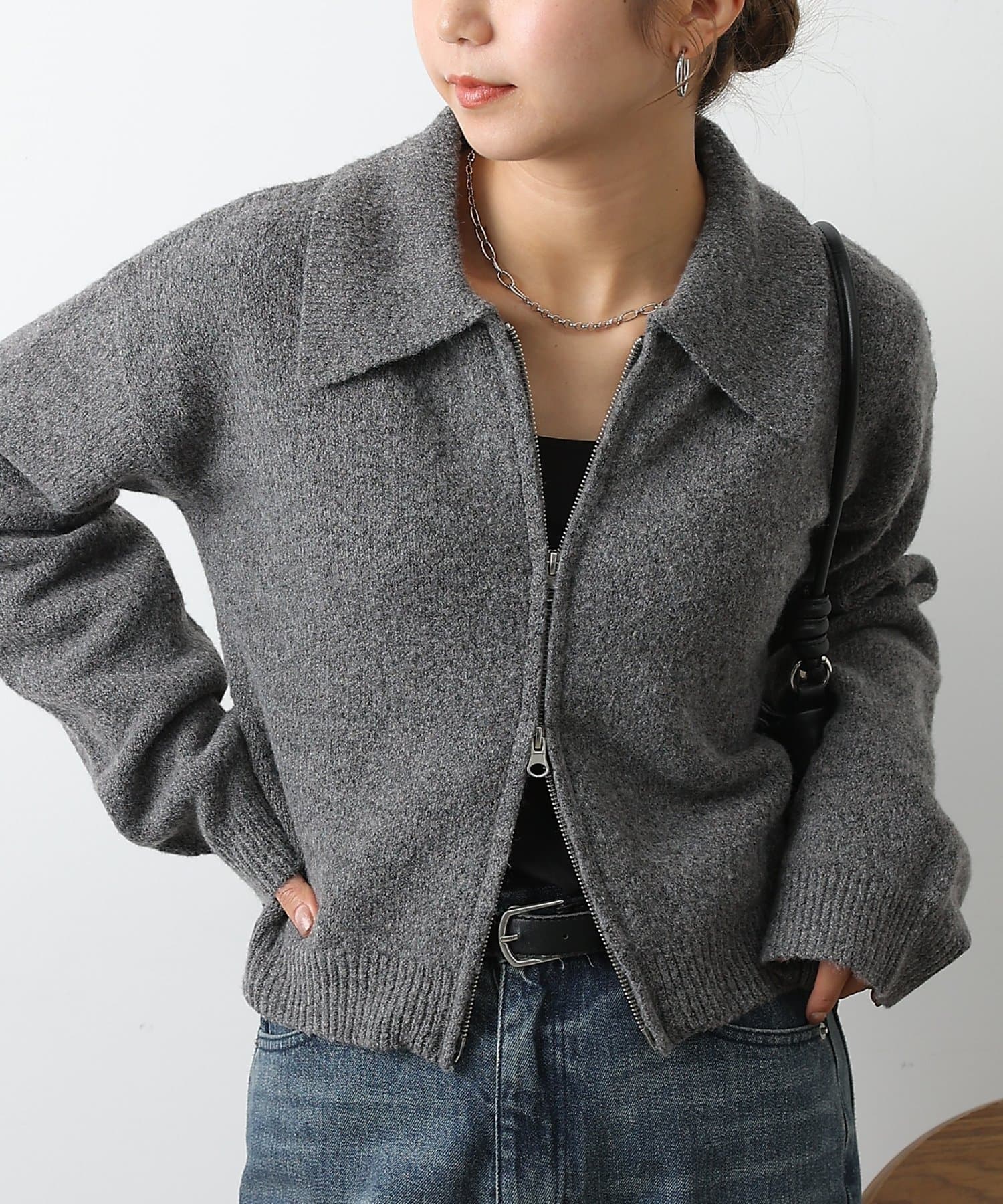 COLONY 2139(コロニー トゥーワンスリーナイン) 衿付きWジップカーディガン