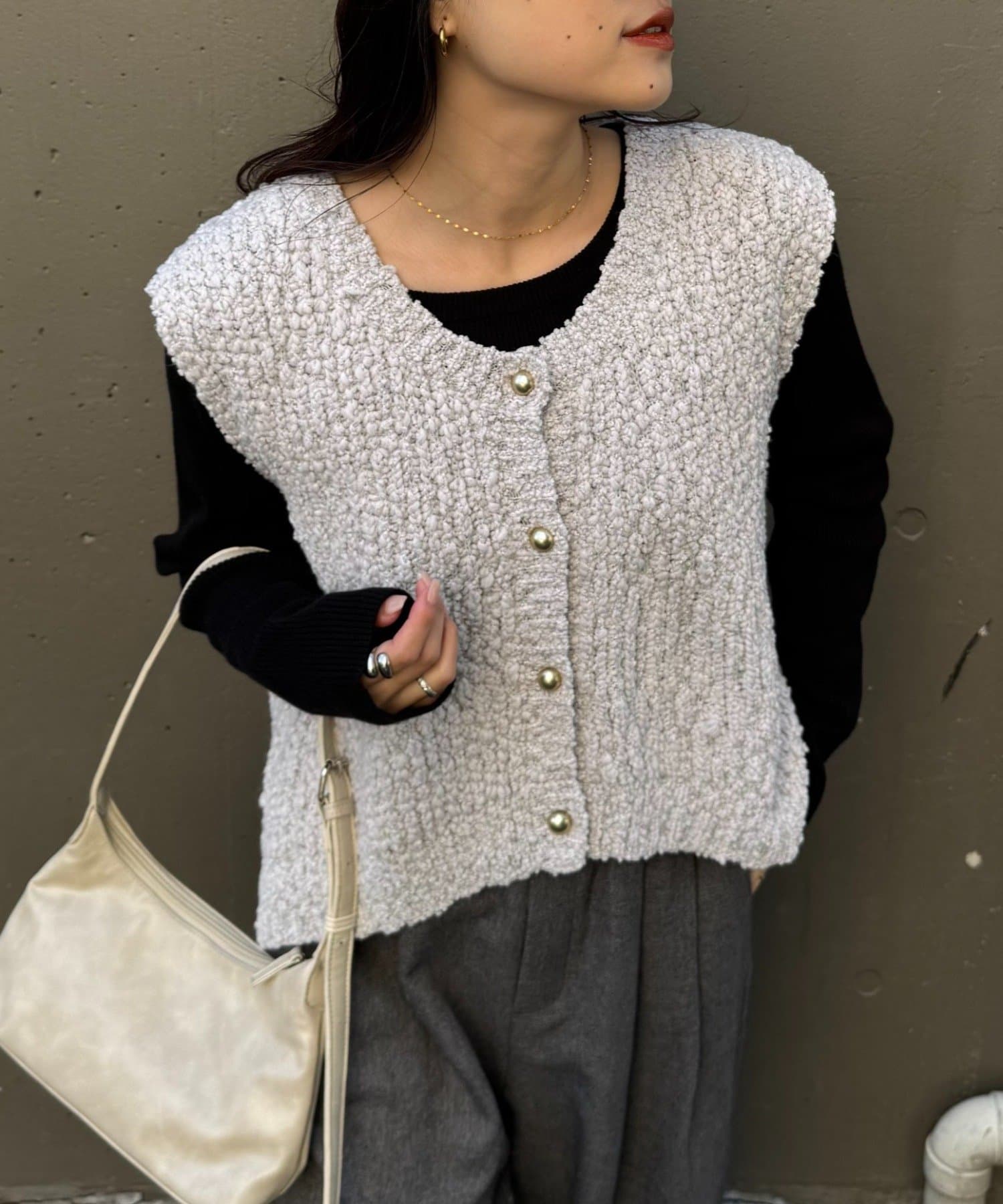 CIAOPANIC TYPY(チャオパニックティピー) ポコポコ金ボタンニットベスト