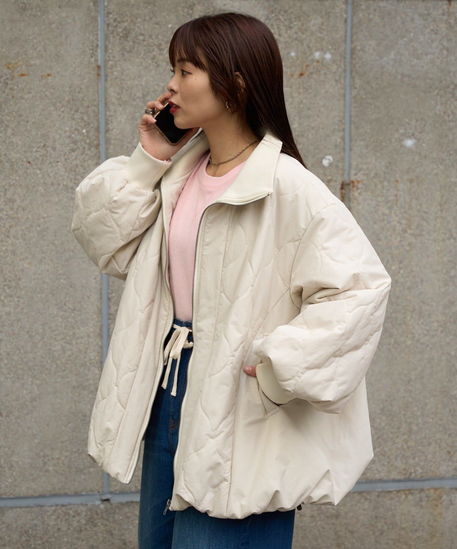 CIAOPANIC TYPY(チャオパニックティピー) 切り替えキルティングスタンドカラーバルーンブルゾン