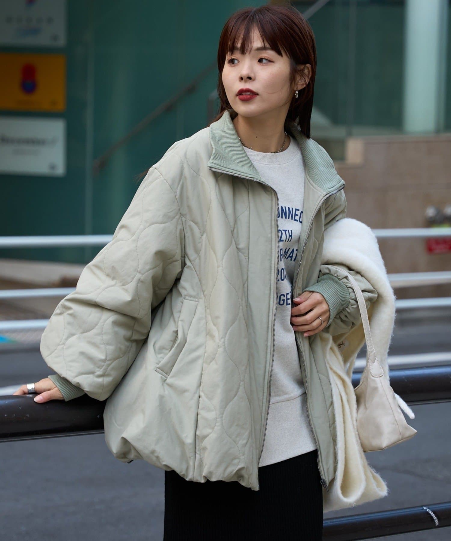 CIAOPANIC TYPY(チャオパニックティピー) 切り替えキルティングスタンドカラーバルーンブルゾン