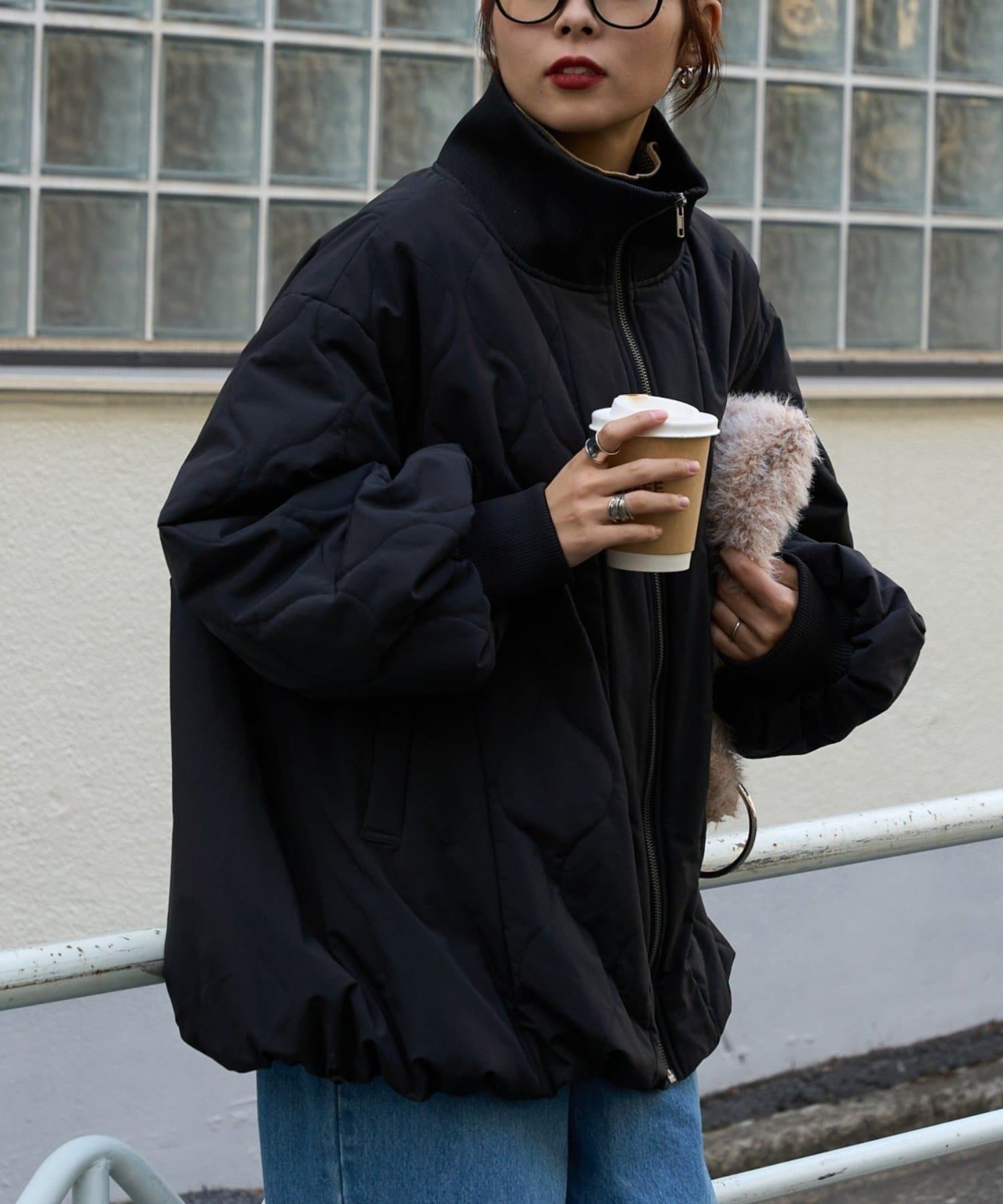 CIAOPANIC TYPY(チャオパニックティピー) 切り替えキルティングスタンドカラーバルーンブルゾン