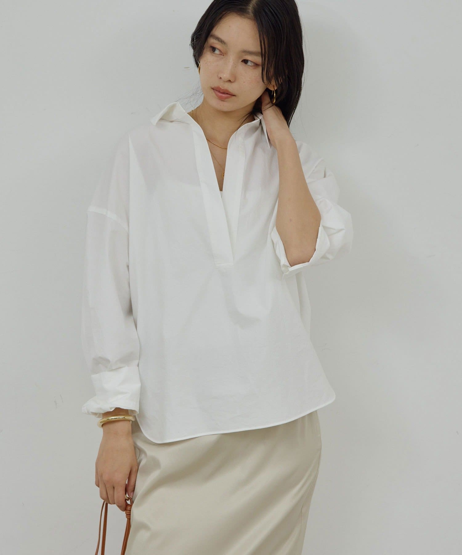 GALLARDAGALANTE(ガリャルダガランテ) 【1枚で様見え】スキッパーシャツ