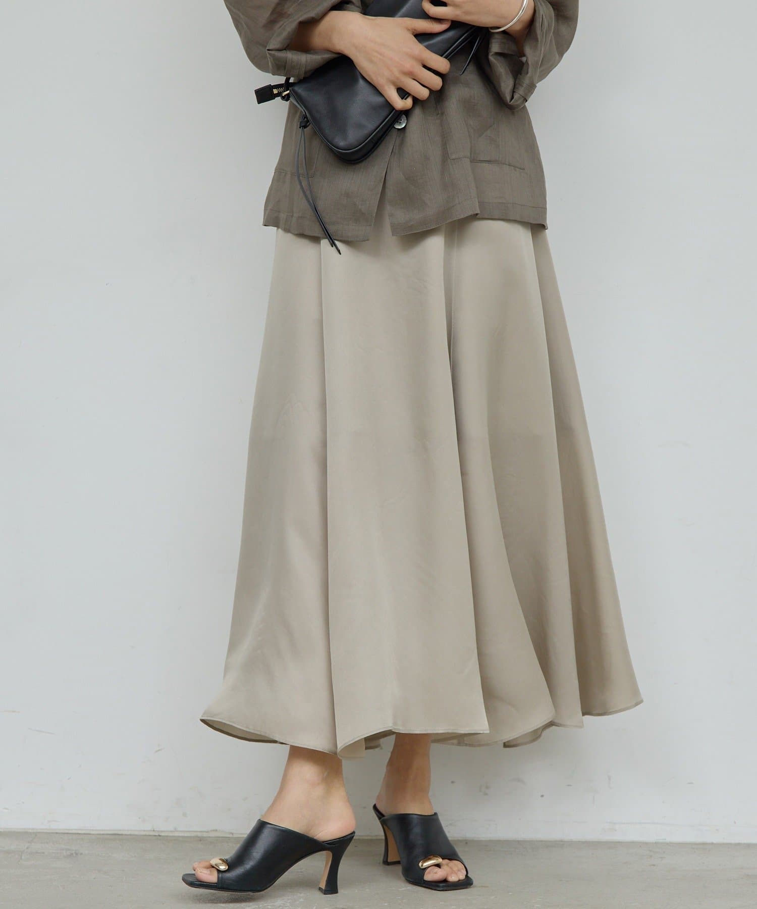 GALLARDAGALANTE(ガリャルダガランテ) 【新色グレージュ登場！3/20(金)8:00～予約開始】【セットアップ対応】キュプラフレアスカート