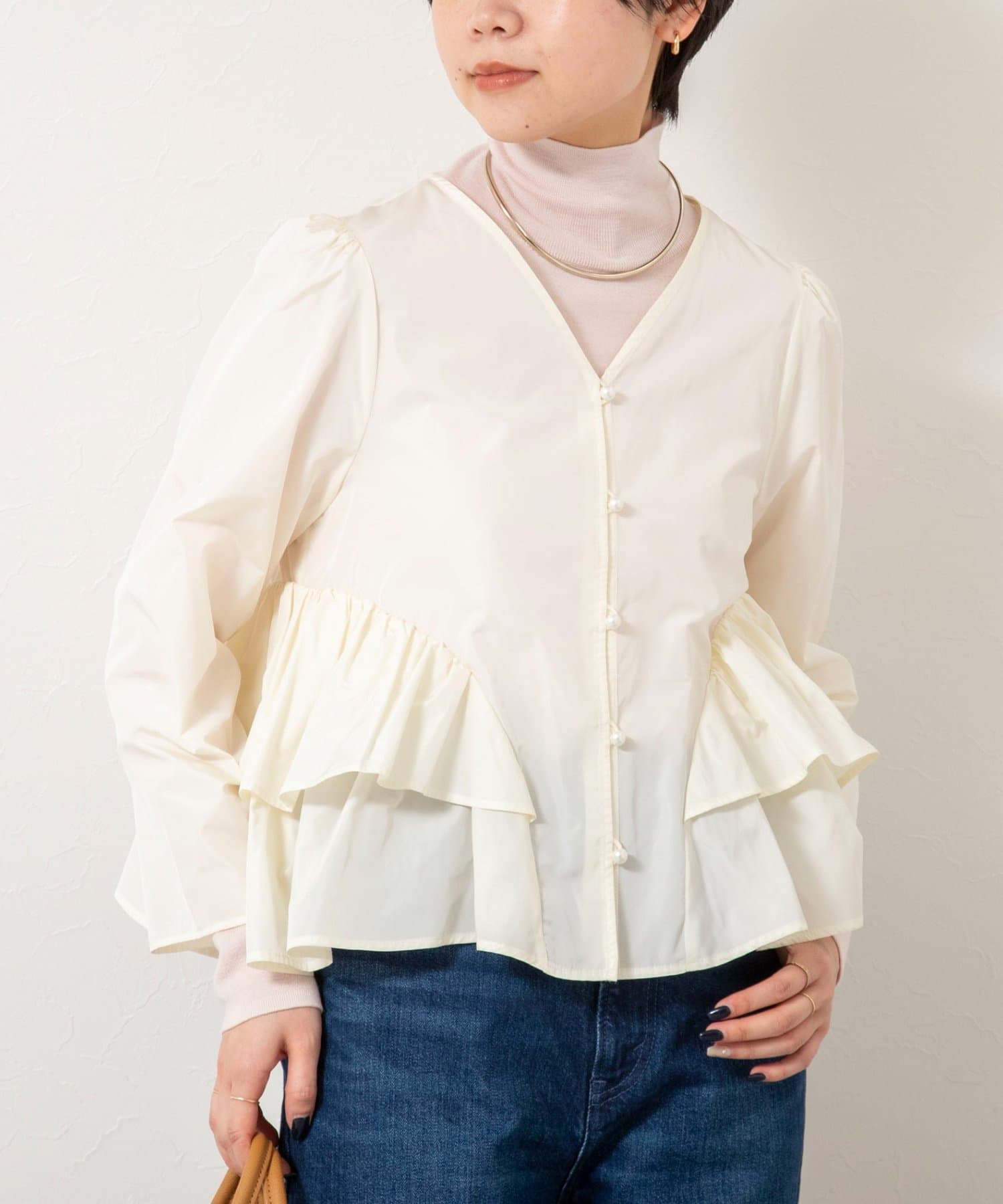 NOLLEY'S(ノーリーズ) ウォッシャブルマイクロタフタティアードブラウス
