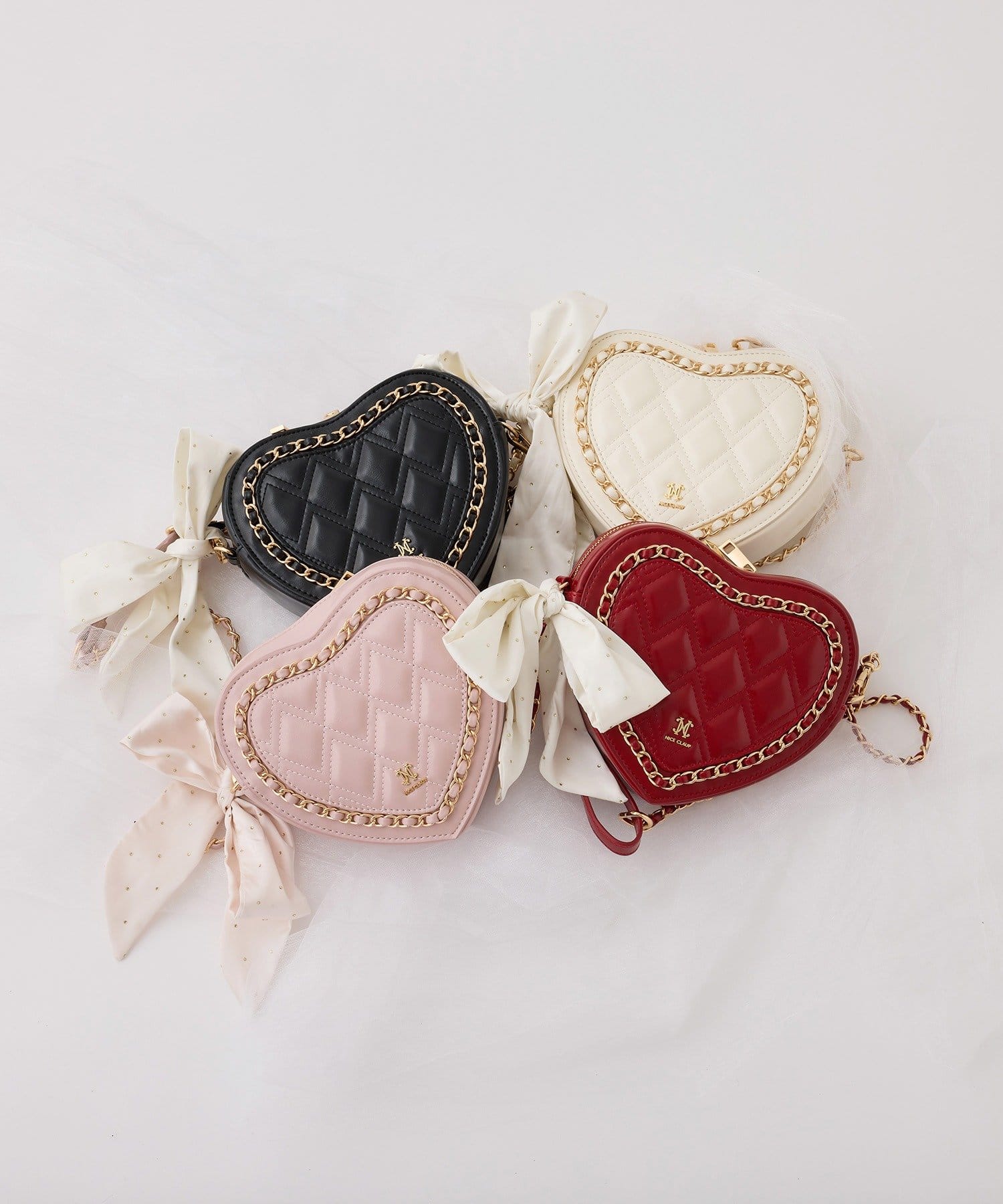 one after another NICE CLAUP(ワンアフターアナザー ナイスクラップ) 【Heart Collection】リボン付きキルティングハートバッグ