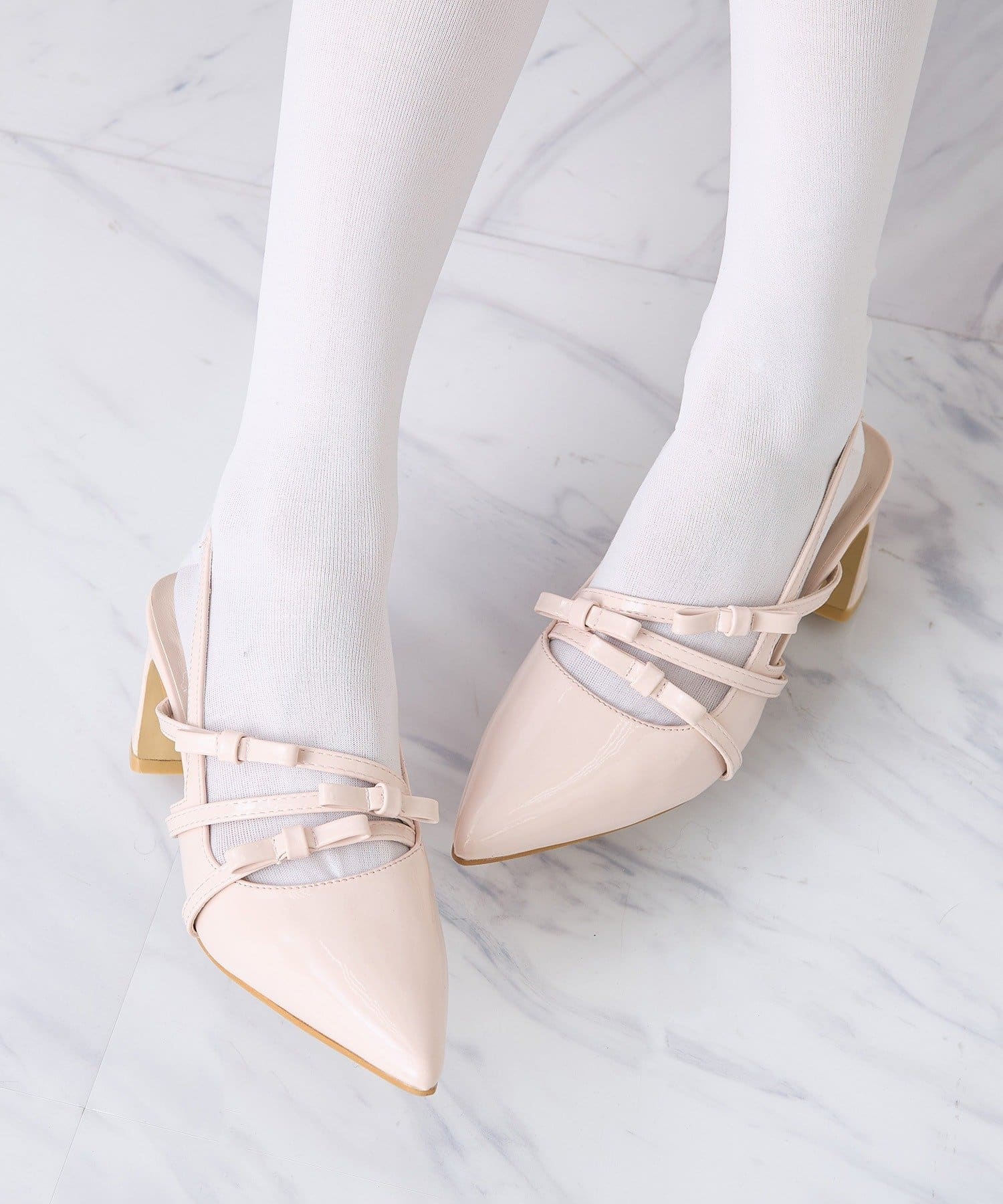 one after another NICE CLAUP(ワンアフターアナザー ナイスクラップ) リボンヒールミュール