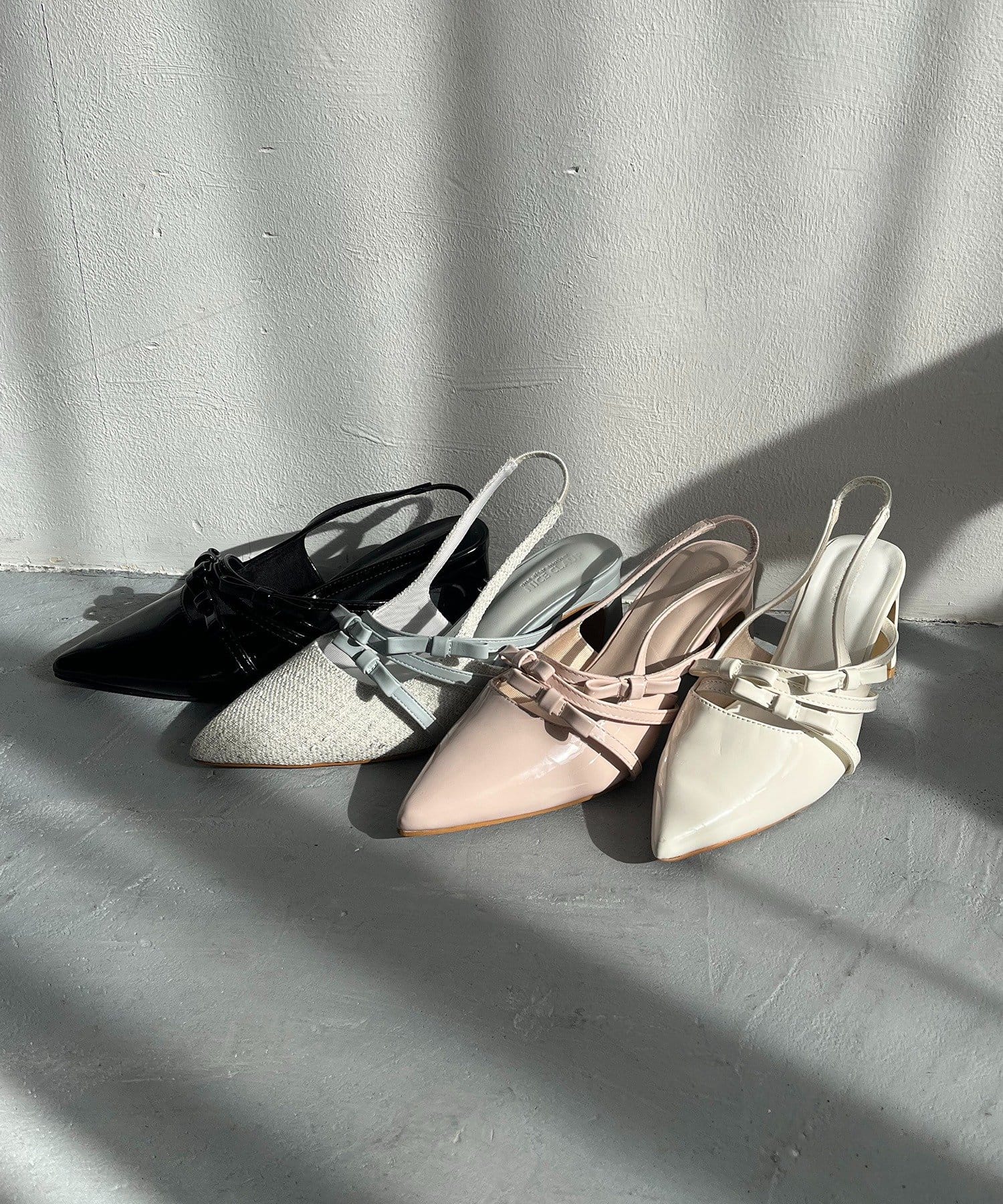 one after another NICE CLAUP(ワンアフターアナザー ナイスクラップ) リボンヒールミュール