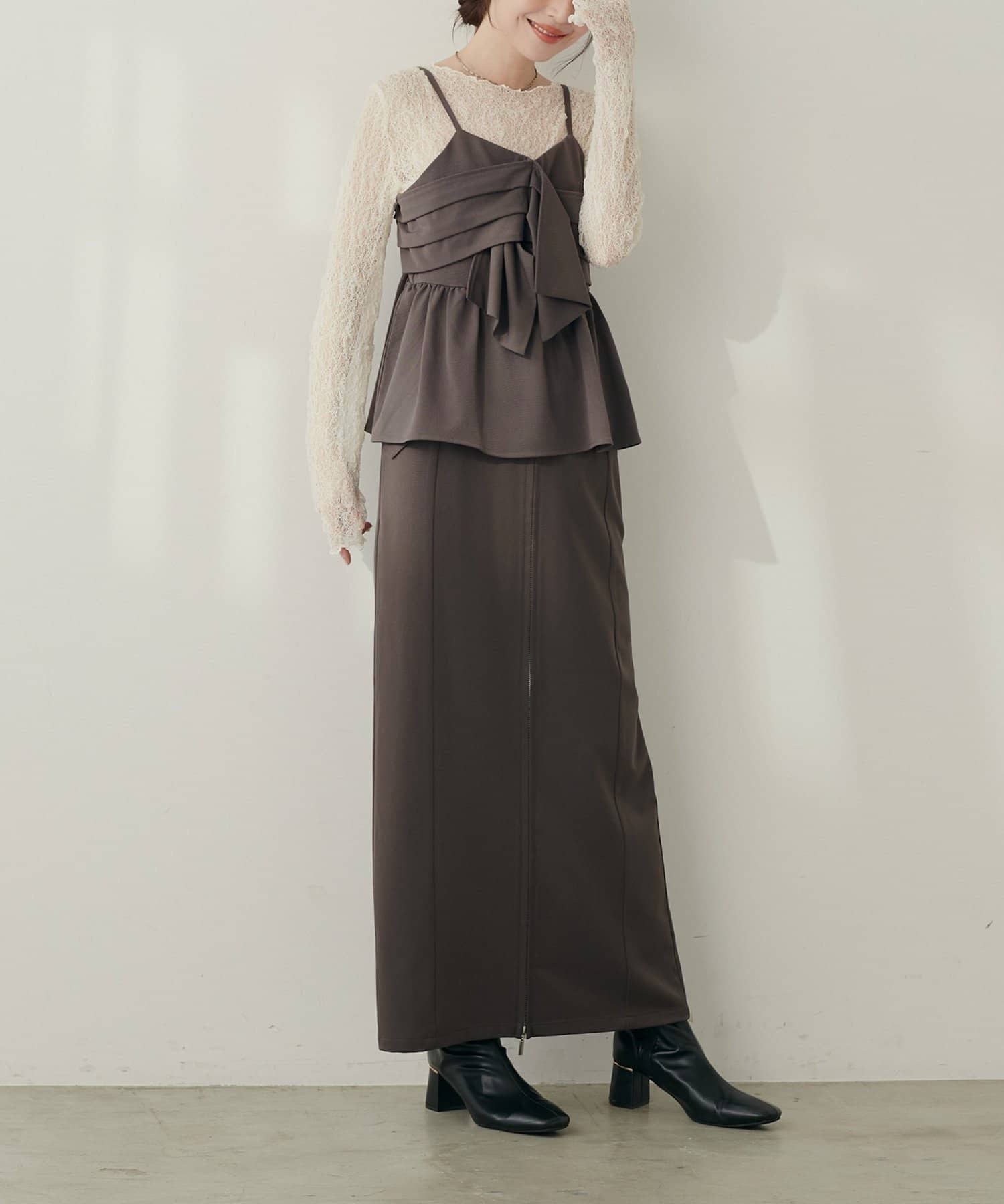 NICE CLAUP / OLIVE des OLIVE OUTLET(ナイスクラップ  / オリーブ デ オリーブ アウトレット) 【natural couture】フラップポケットジップスカート