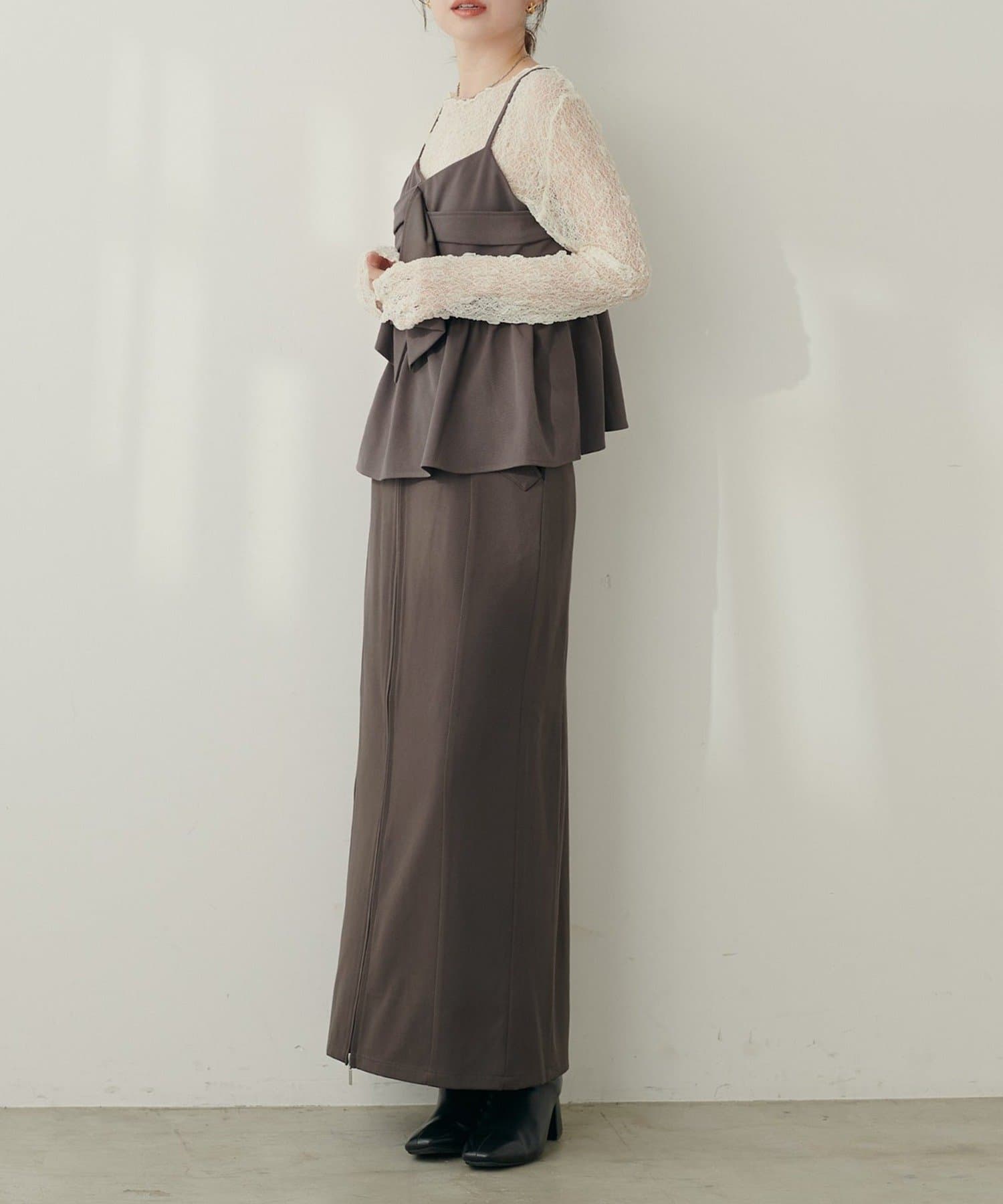 NICE CLAUP / OLIVE des OLIVE OUTLET(ナイスクラップ  / オリーブ デ オリーブ アウトレット) 【natural couture】フラップポケットジップスカート