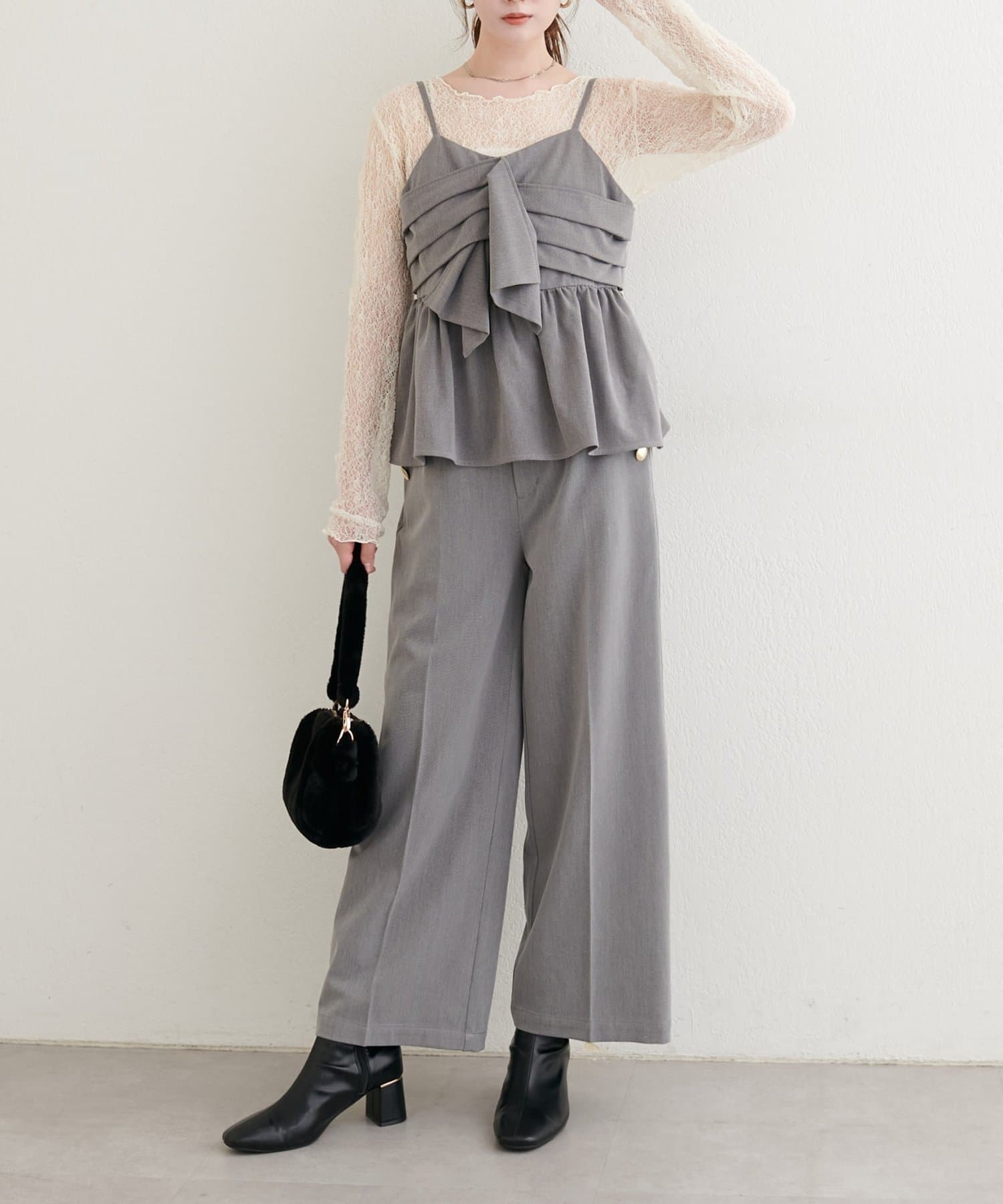 NICE CLAUP / OLIVE des OLIVE OUTLET(ナイスクラップ  / オリーブ デ オリーブ アウトレット) 【natural couture】サイドボタンパンツ