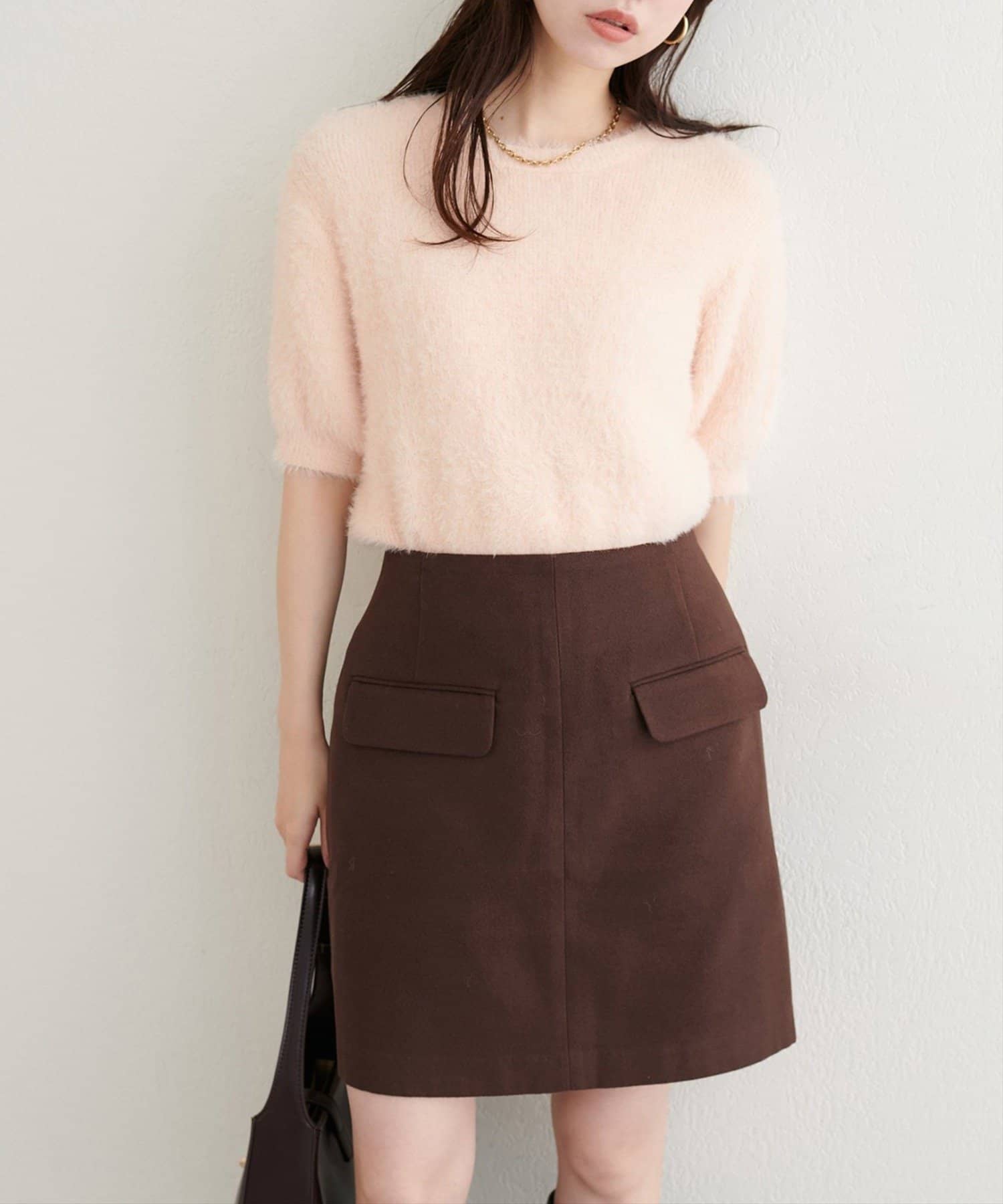 NICE CLAUP / OLIVE des OLIVE OUTLET(ナイスクラップ  / オリーブ デ オリーブ アウトレット) 【natural couture】フェザーヤーン半袖ニットプルオーバー