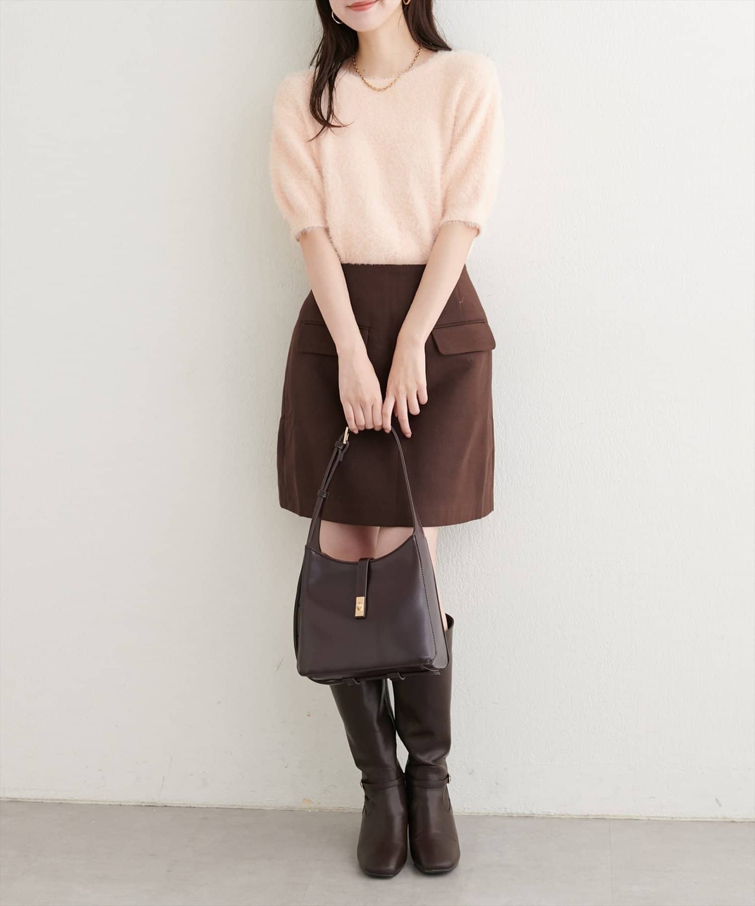 NICE CLAUP / OLIVE des OLIVE OUTLET(ナイスクラップ  / オリーブ デ オリーブ アウトレット) 【natural couture】フェザーヤーン半袖ニットプルオーバー