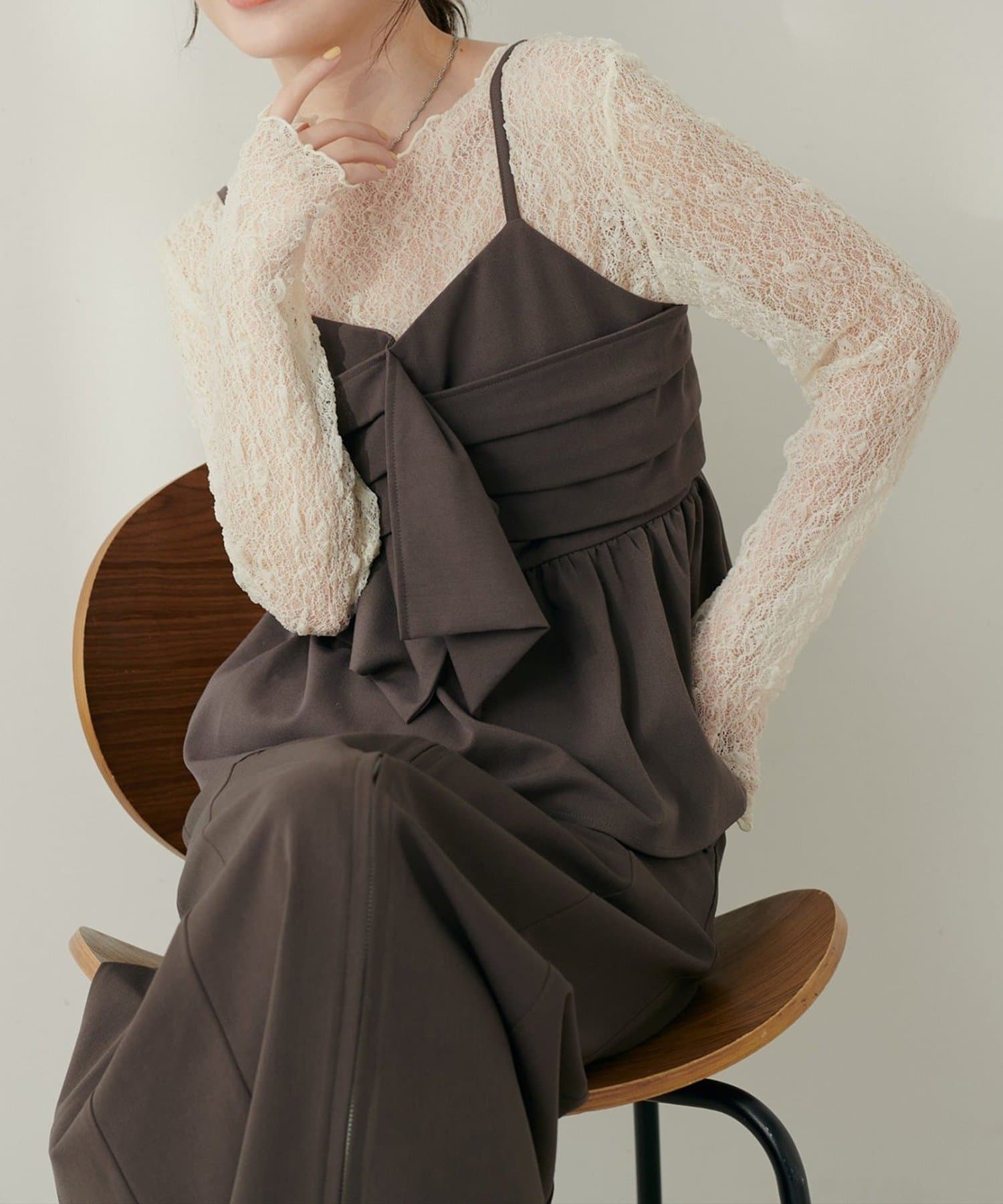 NICE CLAUP / OLIVE des OLIVE OUTLET(ナイスクラップ  / オリーブ デ オリーブ アウトレット) 【natural couture】リボンビスチェ＋レースメロウＴＳＥＴ