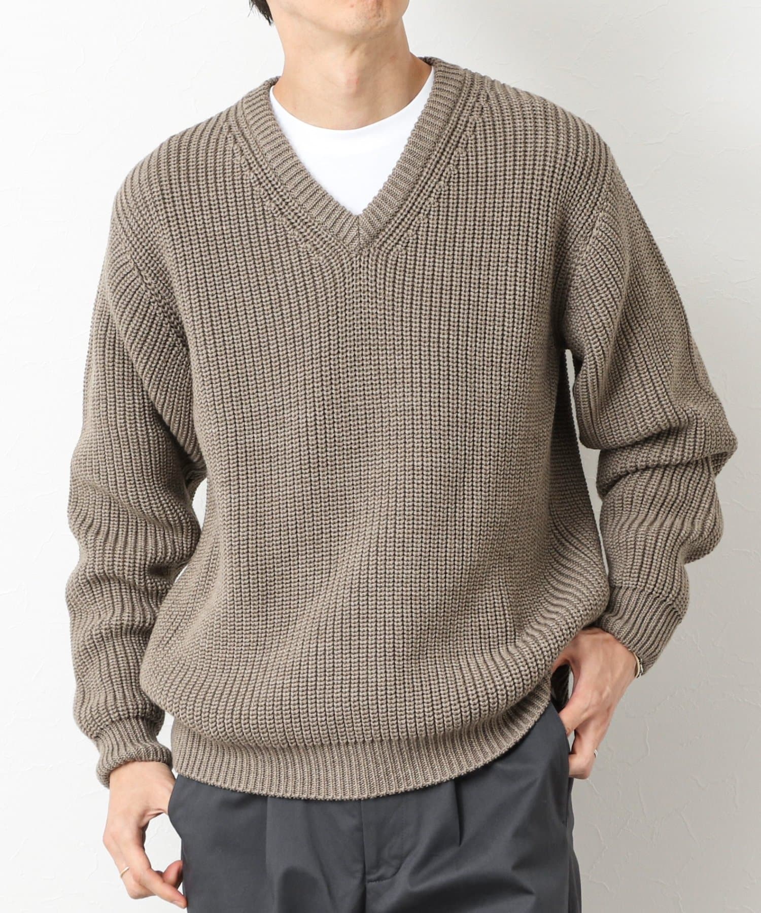 NOLLEY'S(ノーリーズ) 【BATONER】別注SOLIDWOOL V NECK KNIT