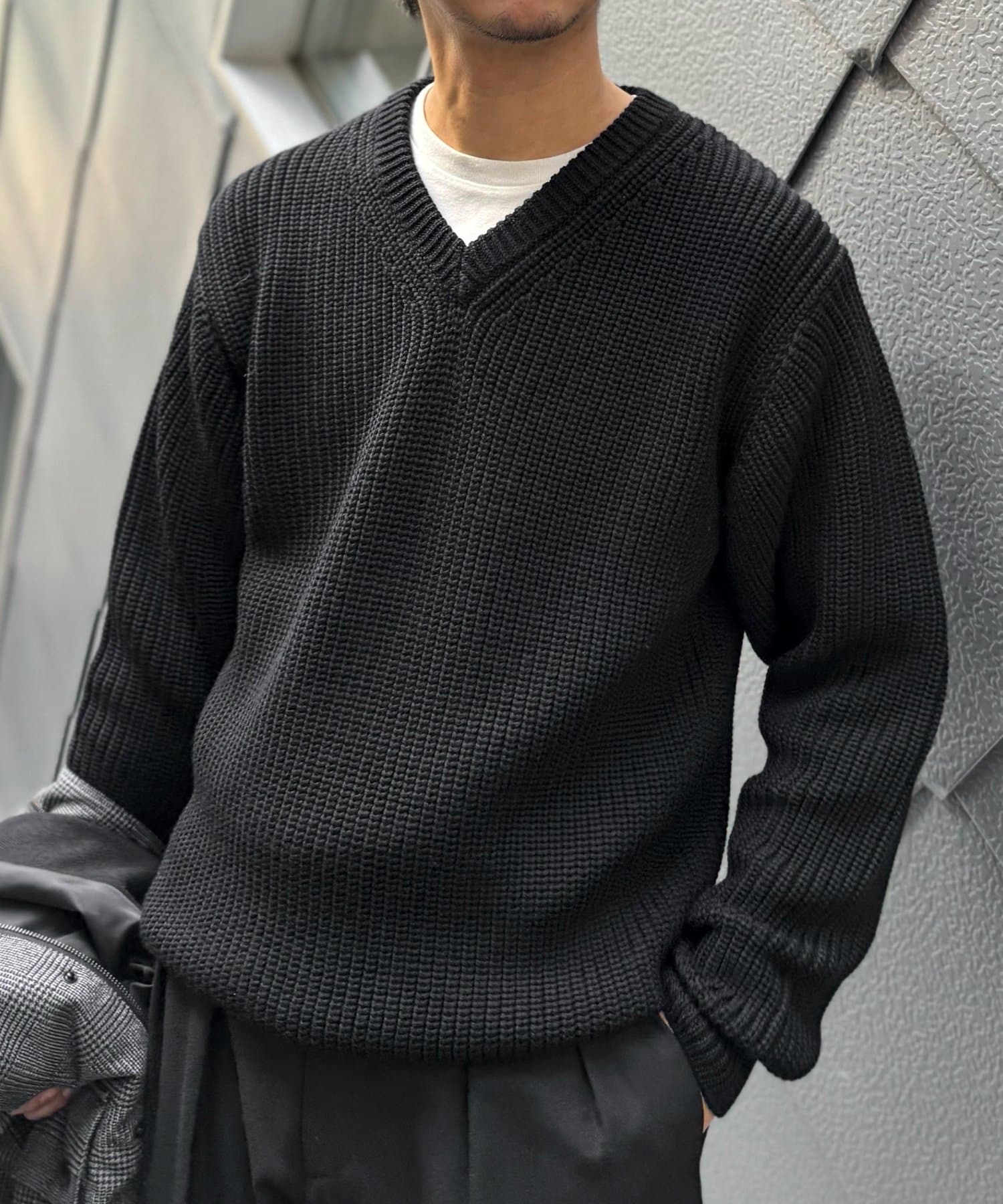 NOLLEY'S(ノーリーズ) 【BATONER】別注SOLIDWOOL V NECK KNIT