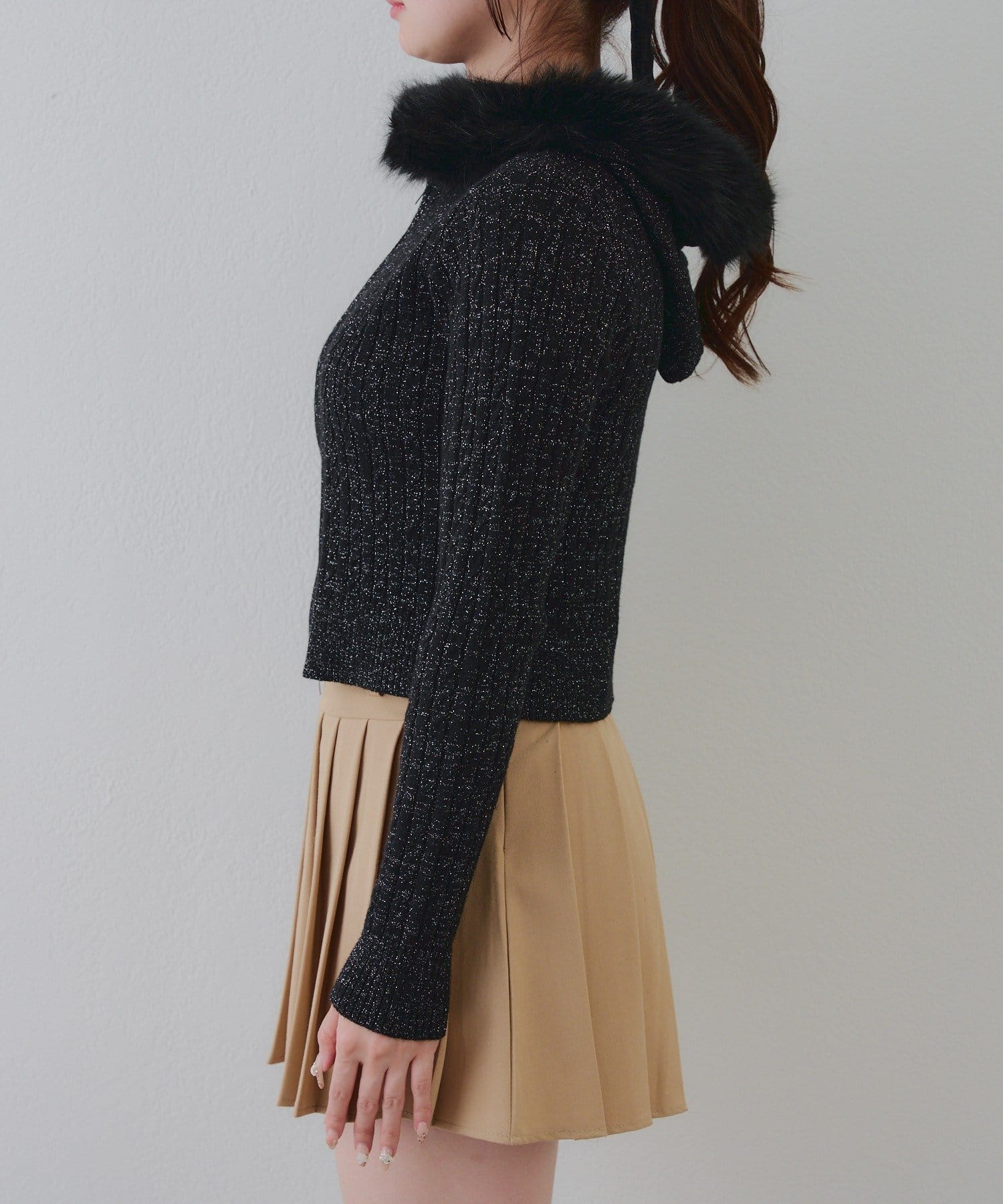 NICE CLAUP / OLIVE des OLIVE OUTLET(ナイスクラップ  / オリーブ デ オリーブ アウトレット) 冬の旬顔トレンドitem♪【RMAF】キラキラケーブルファーパーカー