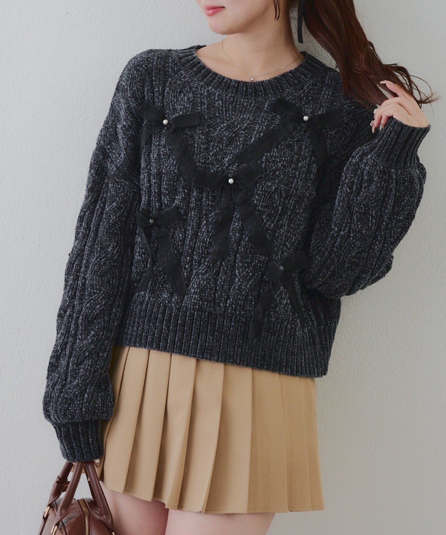 NICE CLAUP / OLIVE des OLIVE OUTLET(ナイスクラップ  / オリーブ デ オリーブ アウトレット) 【RMAF】オーガンリボンモールニット