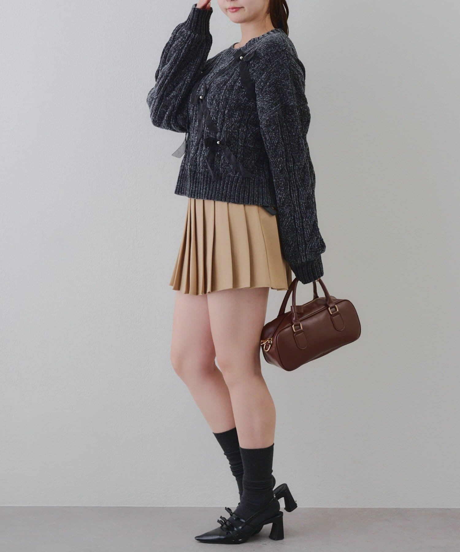 NICE CLAUP / OLIVE des OLIVE OUTLET(ナイスクラップ  / オリーブ デ オリーブ アウトレット) 【RMAF】オーガンリボンモールニット