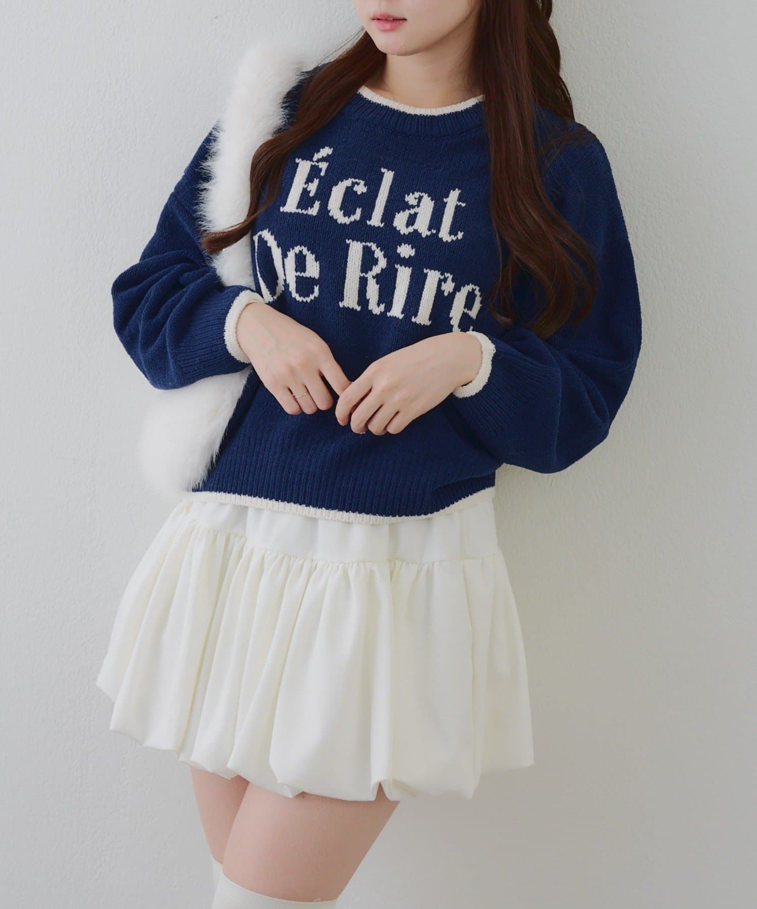 NICE CLAUP / OLIVE des OLIVE OUTLET(ナイスクラップ  / オリーブ デ オリーブ アウトレット) 【RMAF】配色ロゴモールニット