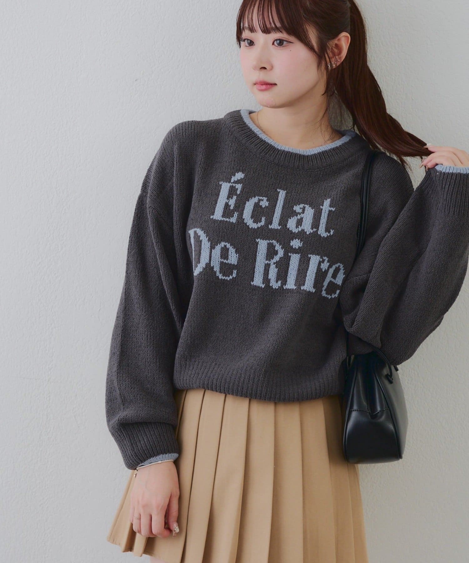 NICE CLAUP / OLIVE des OLIVE OUTLET(ナイスクラップ  / オリーブ デ オリーブ アウトレット) 【RMAF】配色ロゴモールニット