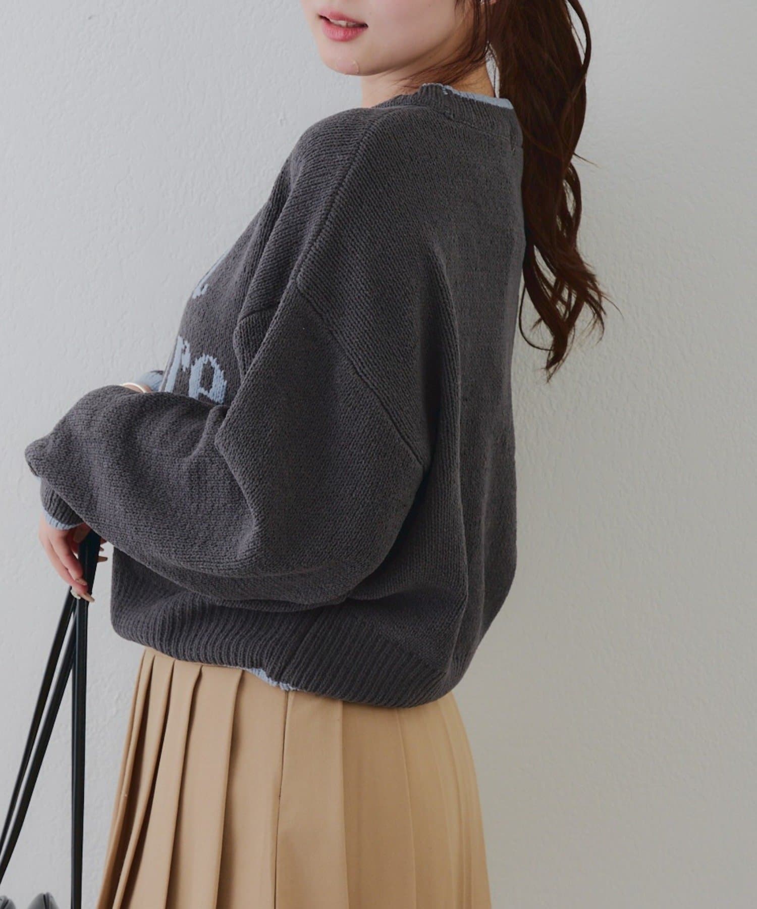 NICE CLAUP / OLIVE des OLIVE OUTLET(ナイスクラップ  / オリーブ デ オリーブ アウトレット) 【RMAF】配色ロゴモールニット