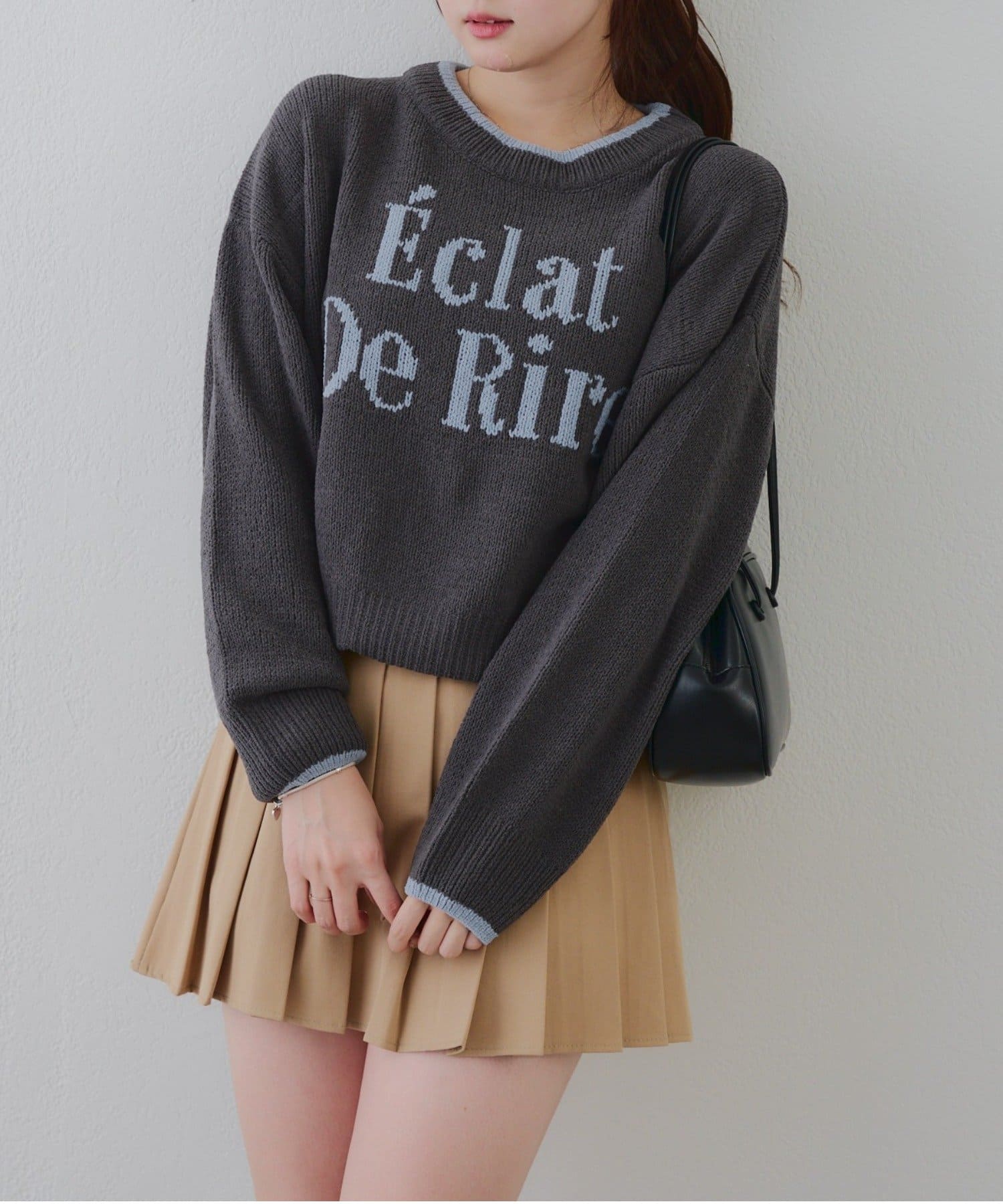 NICE CLAUP / OLIVE des OLIVE OUTLET(ナイスクラップ  / オリーブ デ オリーブ アウトレット) 【RMAF】配色ロゴモールニット