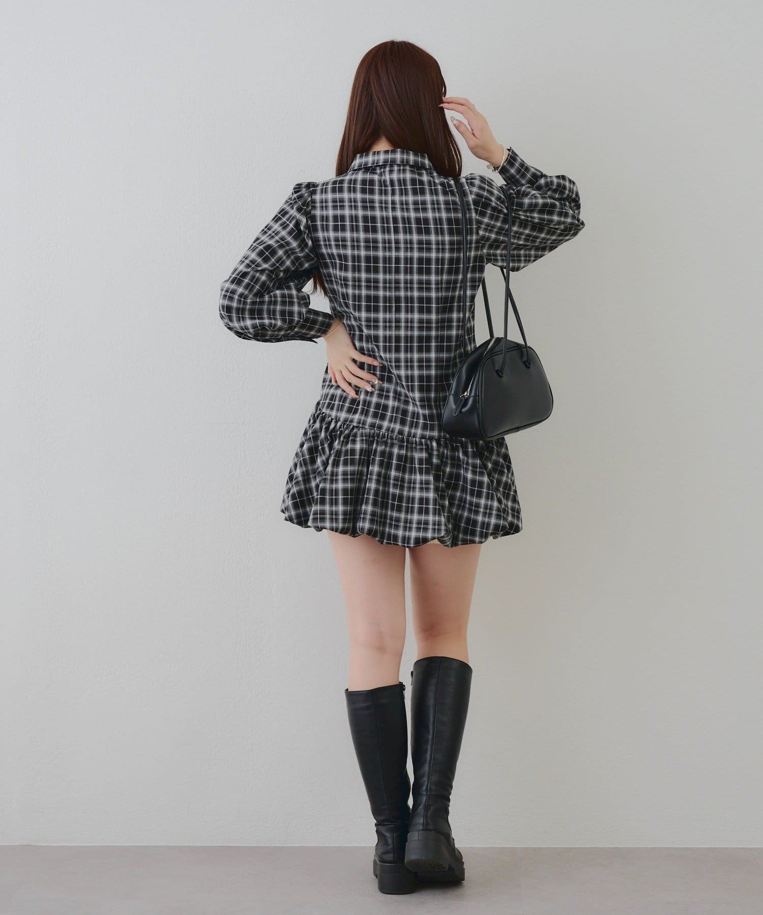 NICE CLAUP / OLIVE des OLIVE OUTLET(ナイスクラップ  / オリーブ デ オリーブ アウトレット) 春item先行販売♡【RMAF】ネクタイ付裾バルーンミニワンピ