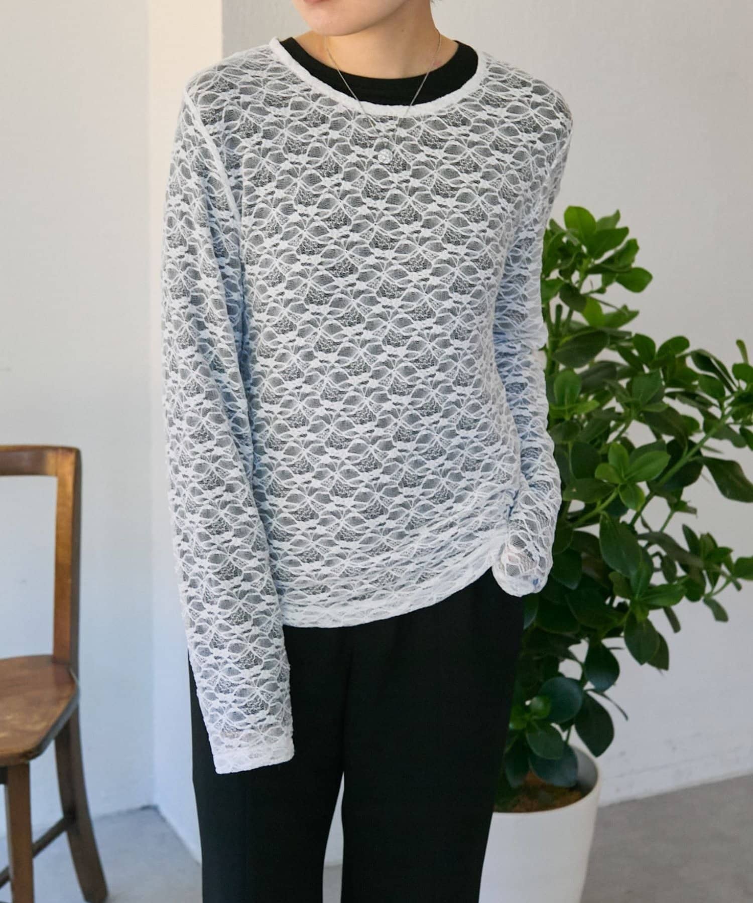 ear PAPILLONNER(イア パピヨネ) 《花柄/透け感/マルチウェイ》シアーレーストップス【SUM1 STYLE(スミスタイル)】