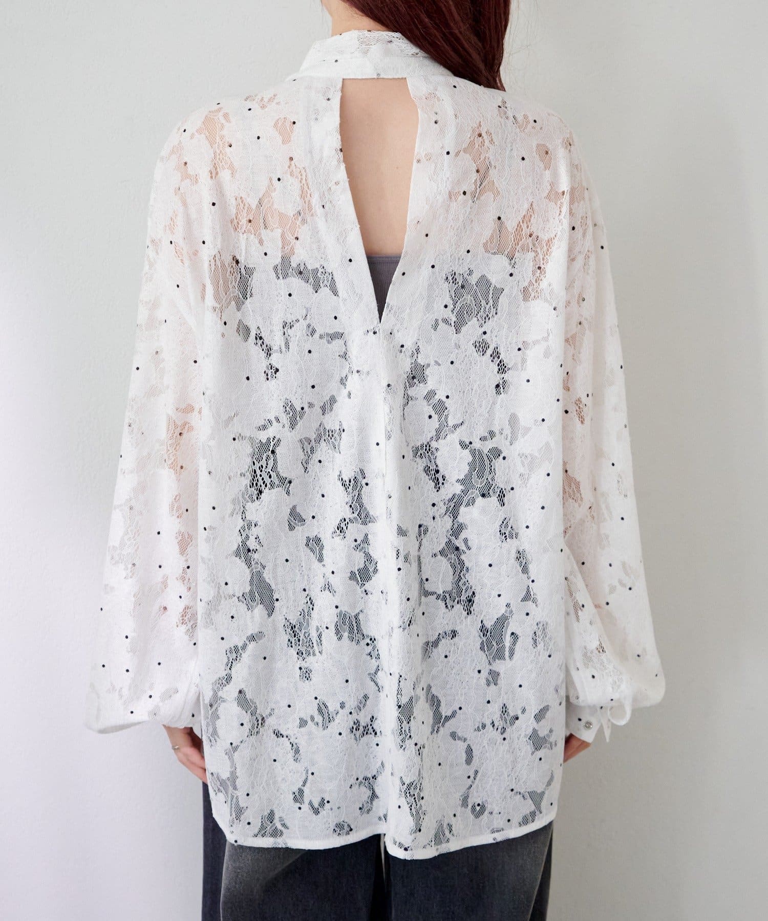 Kastane(カスタネ) ドットレースボウタイブラウス