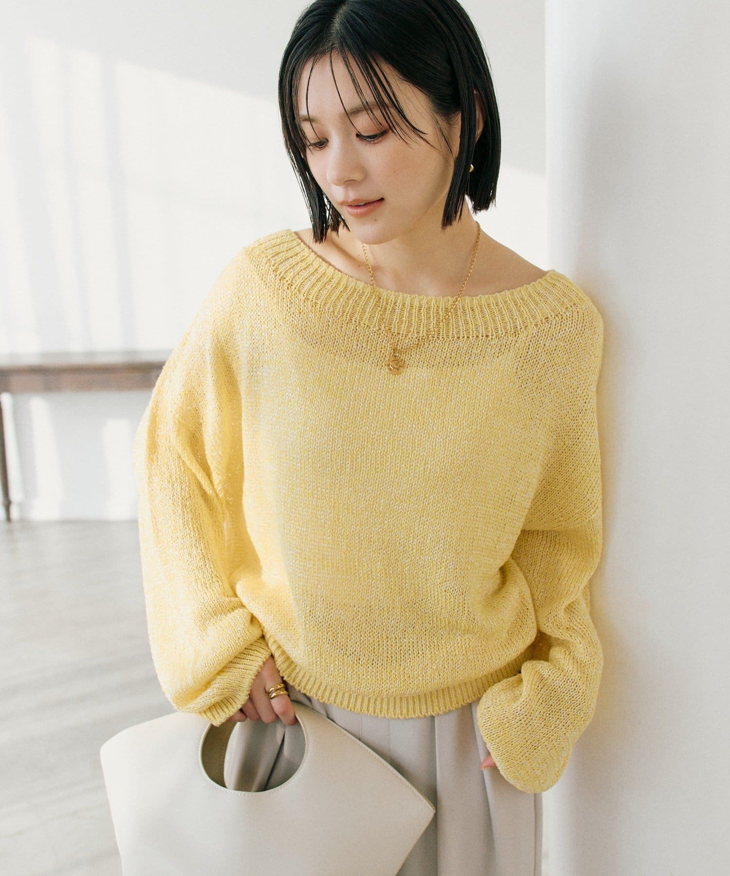 RIVE DROITE(リヴドロワ) 予約【ワンショルやオフショルにも！】ペーパーMIXニット