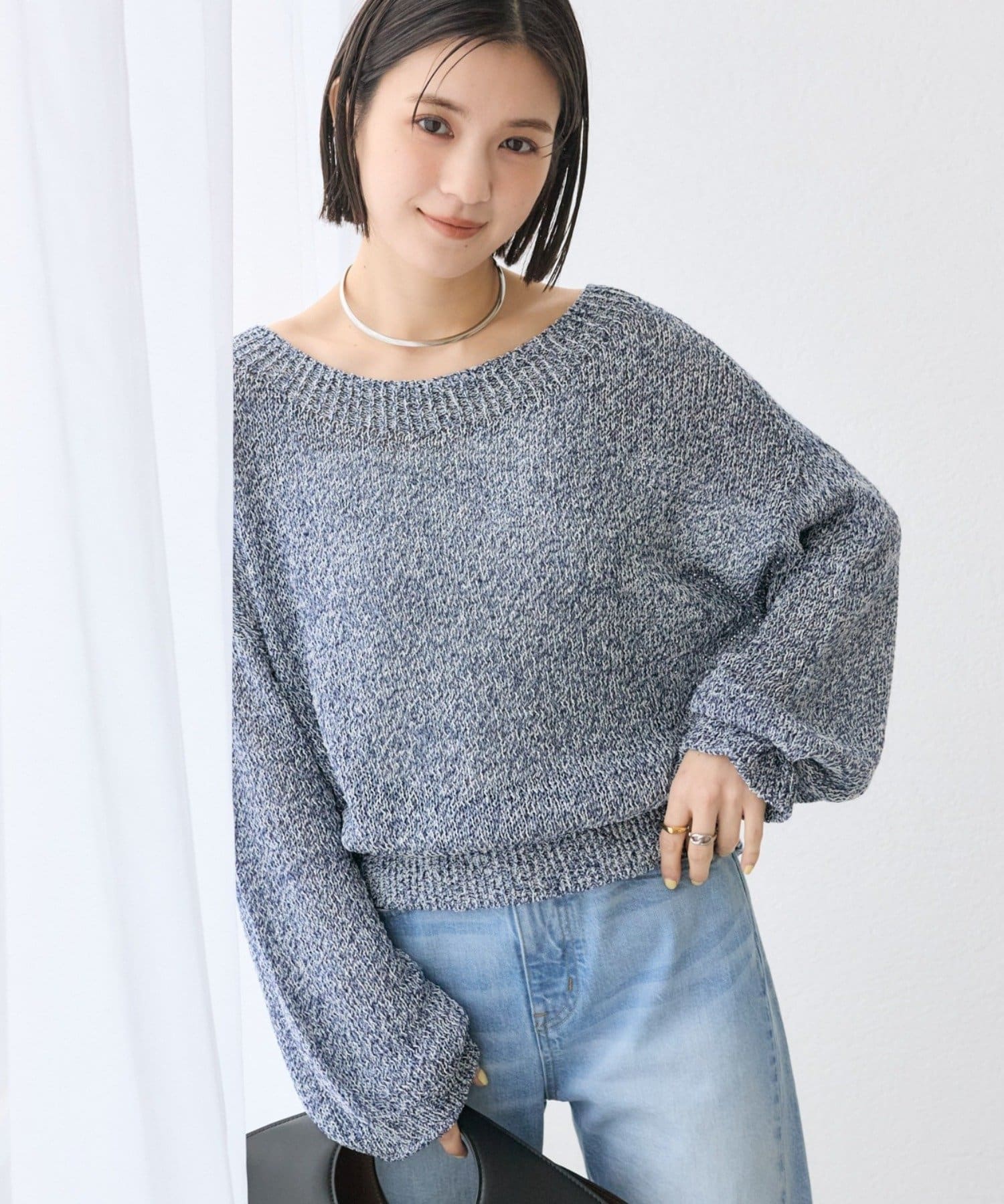 RIVE DROITE(リヴドロワ) 予約【ワンショルやオフショルにも！】ペーパーMIXニット