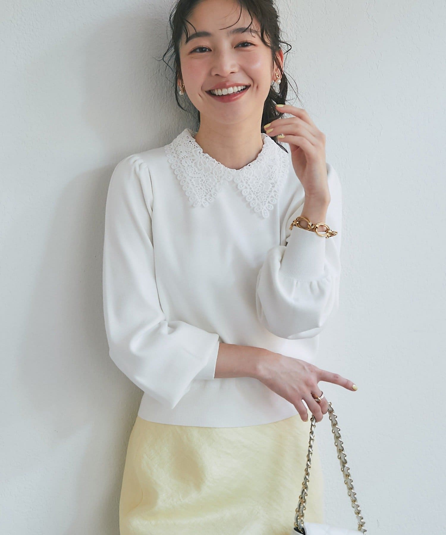 La boutique BonBon(ラブティックボンボン) 【大人ガーリー】レース襟付きニット