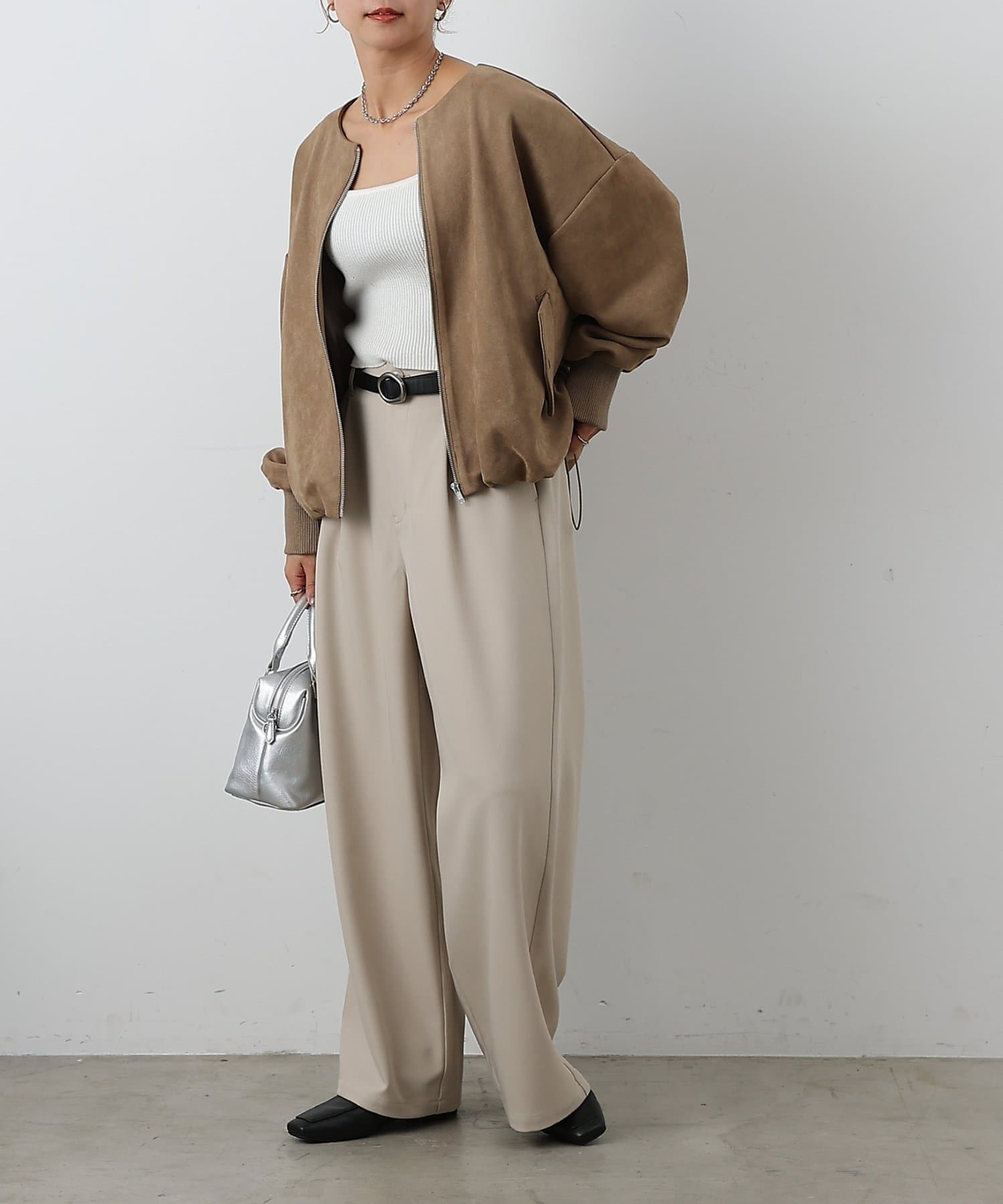 COLONY 2139(コロニー トゥーワンスリーナイン) スエードポンチ裾バルーンリブブルゾン