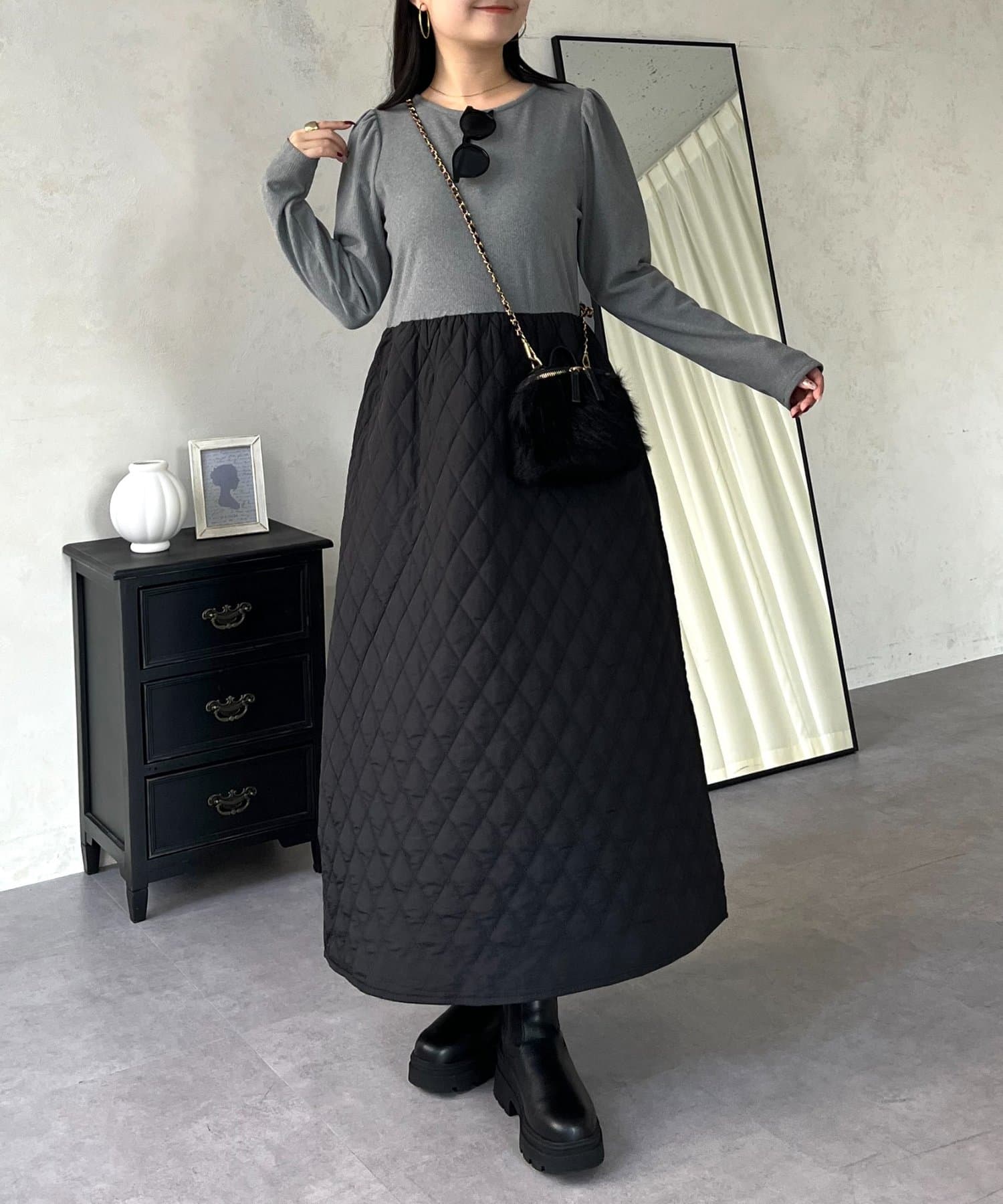 prose verse(プロズヴェール) キルティングドッキングフレアワンピース