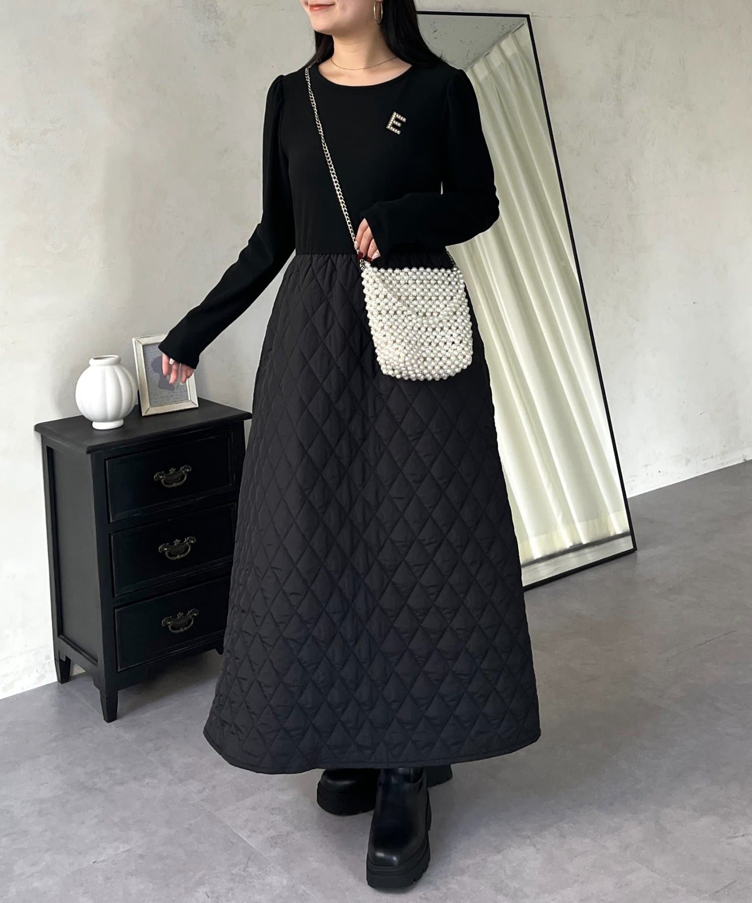 prose verse(プロズヴェール) キルティングドッキングフレアワンピース