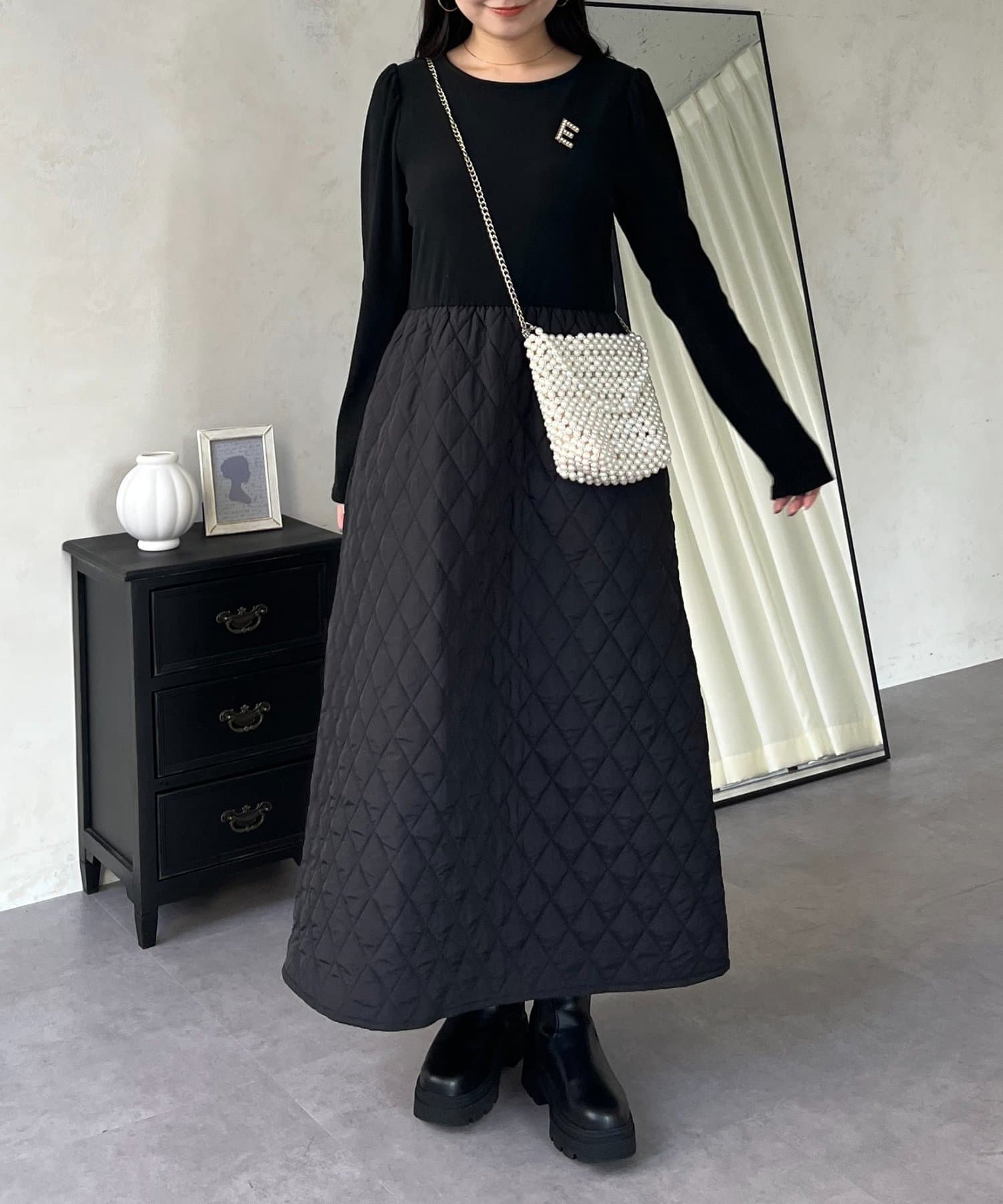 prose verse(プロズヴェール) キルティングドッキングフレアワンピース