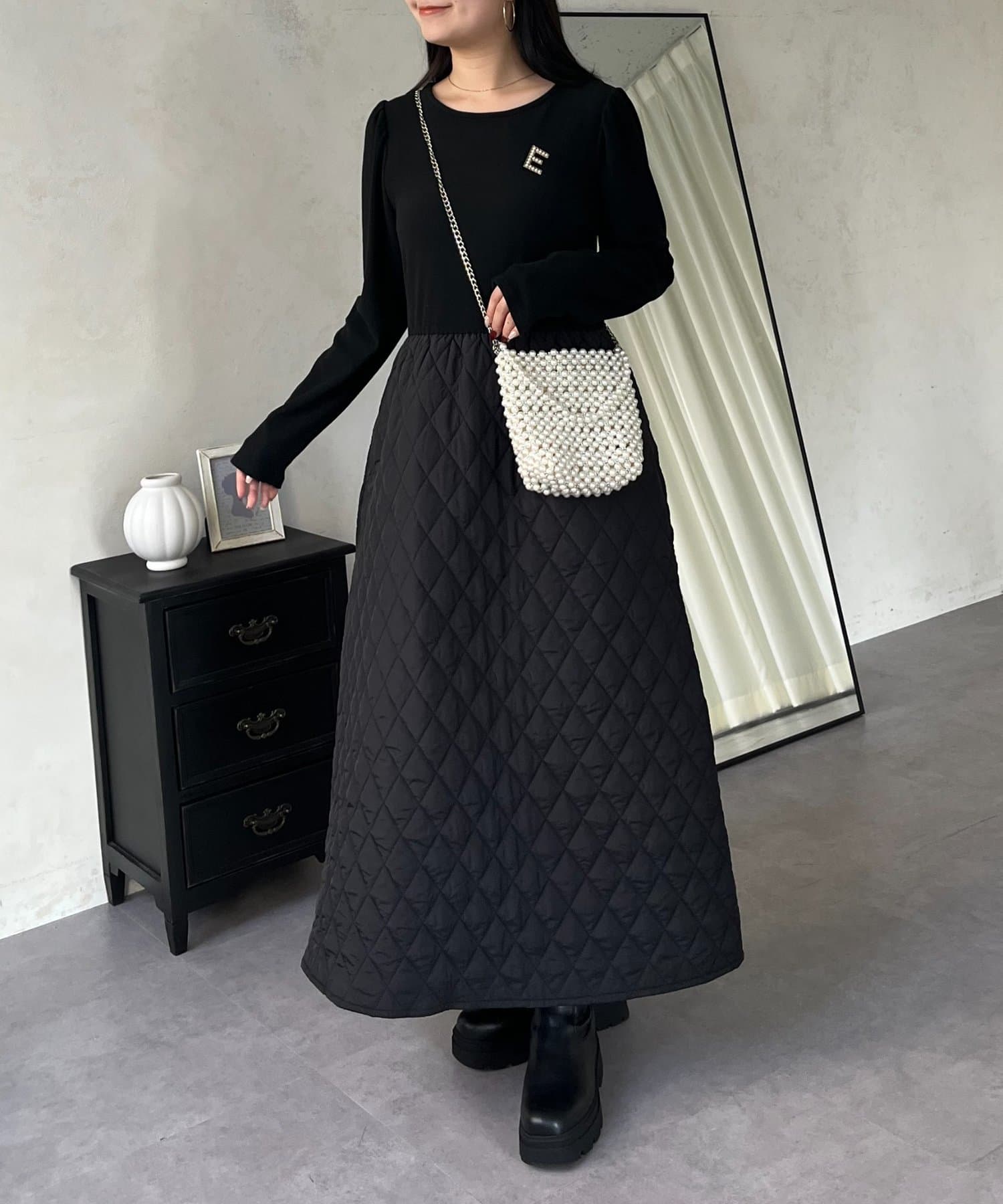 prose verse(プロズヴェール) キルティングドッキングフレアワンピース