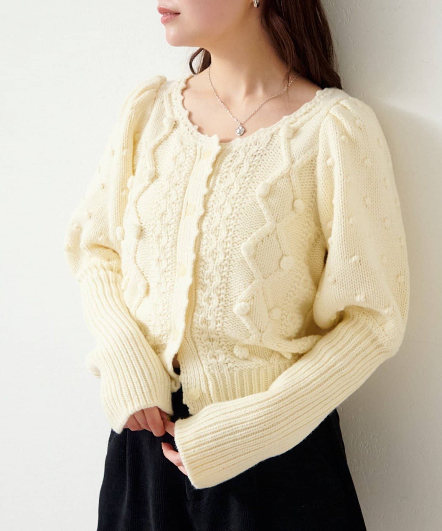 Kastane(カスタネ) ポンポンニットカーディガン