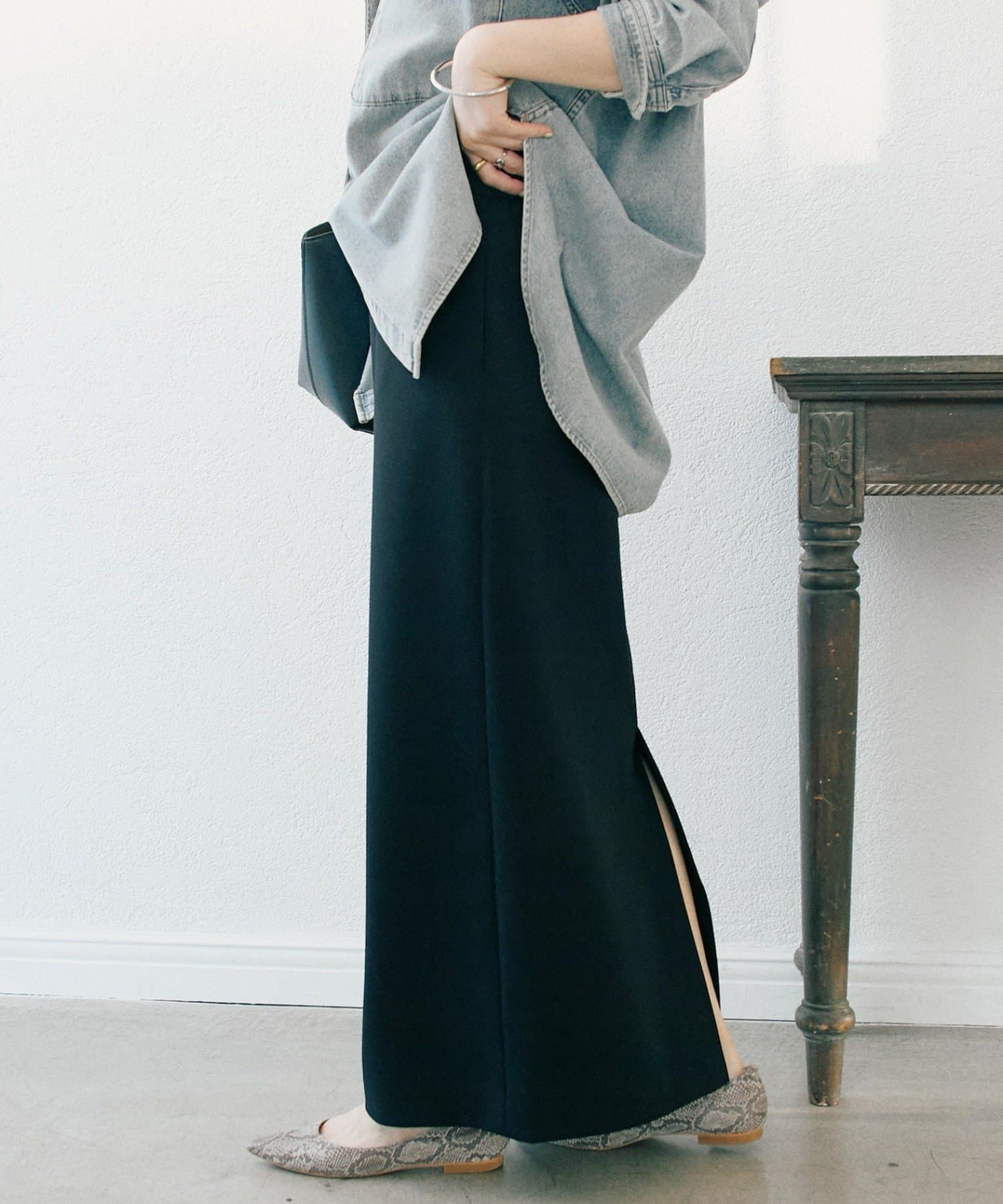 RIVE DROITE(リヴドロワ) 予約【ストレスフリー】ストレッチダンボールIラインスカート