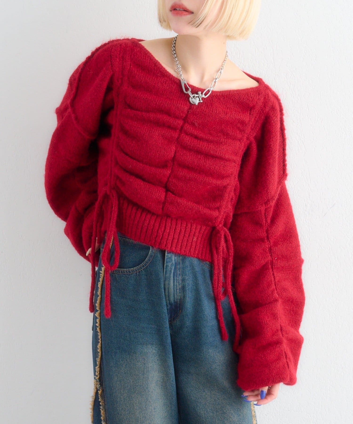 w closet(ダブルクローゼット) ドロストシャギーニット