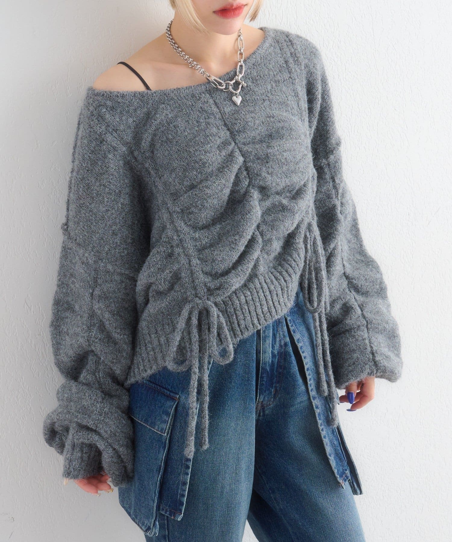 w closet(ダブルクローゼット) ドロストシャギーニット