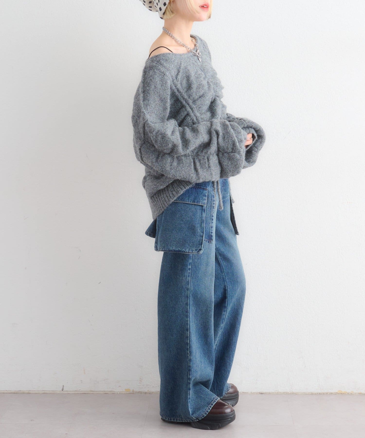 w closet(ダブルクローゼット) ドロストシャギーニット