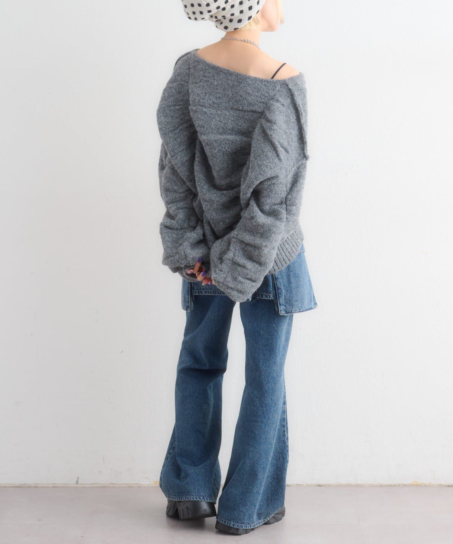 w closet(ダブルクローゼット) ドロストシャギーニット