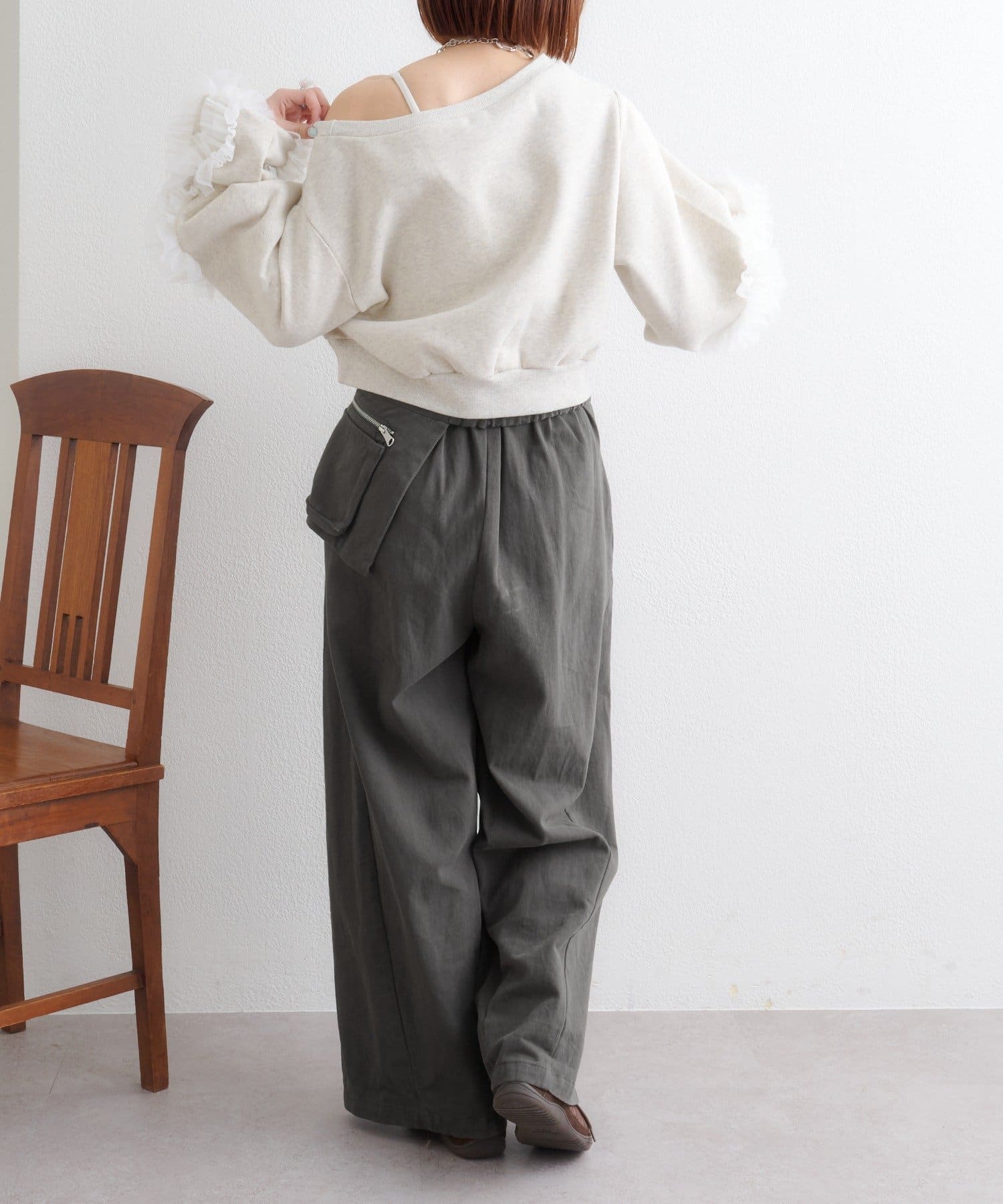 w closet(ダブルクローゼット) 【ベルト付きセットアイテム】ポケットベルト付きパンツ