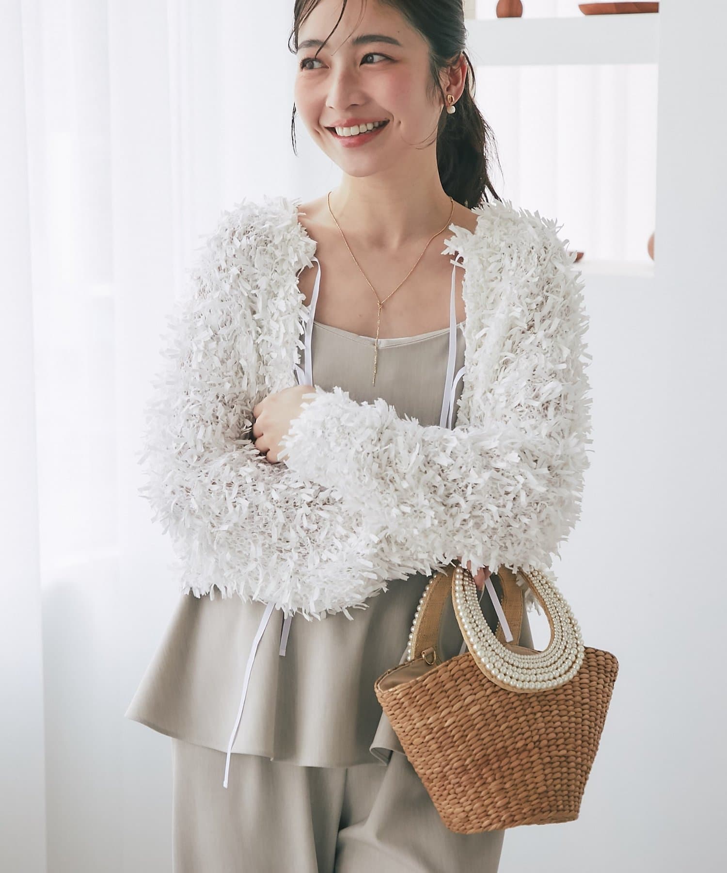 La boutique BonBon(ラブティックボンボン) テープヤーン前後２WAYカーディガン