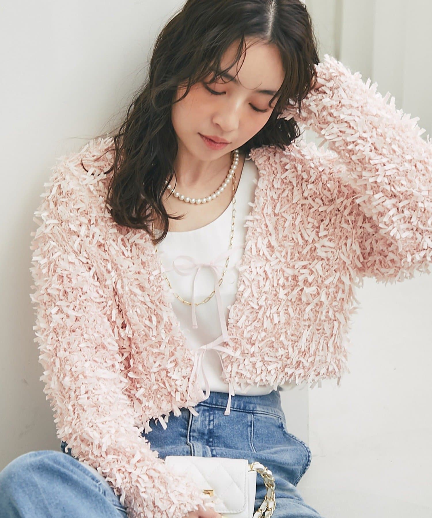 La boutique BonBon(ラブティックボンボン) テープヤーン前後２WAYカーディガン